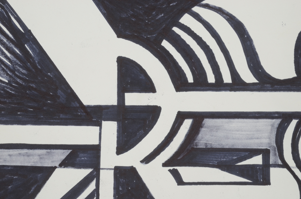 Carol J. Mathews Black and White Abstract Drawing