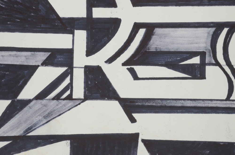 Carol J. Mathews Black and White Abstract Drawing