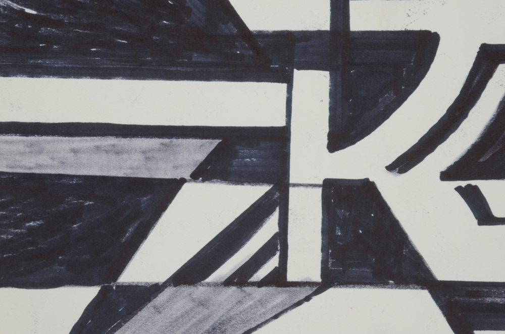 Carol J. Mathews Black and White Abstract Drawing