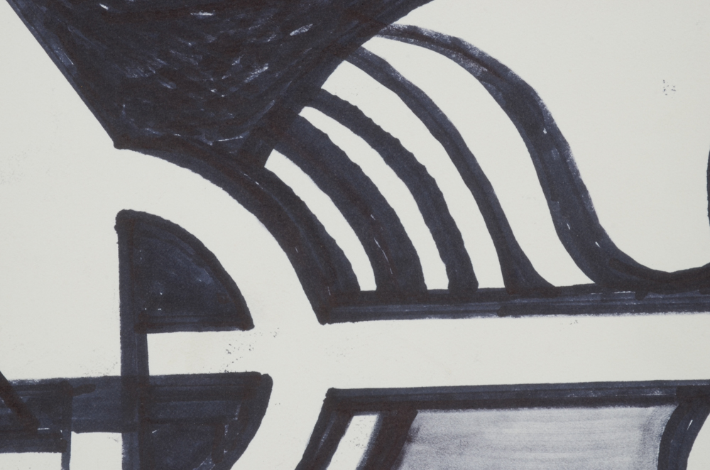 Carol J. Mathews Black and White Abstract Drawing