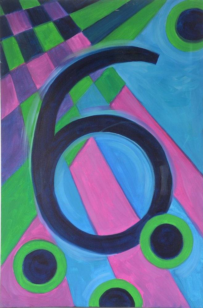 Carol J. Mathews Original Abstract Oil Painting on Canvas of the Number "6"