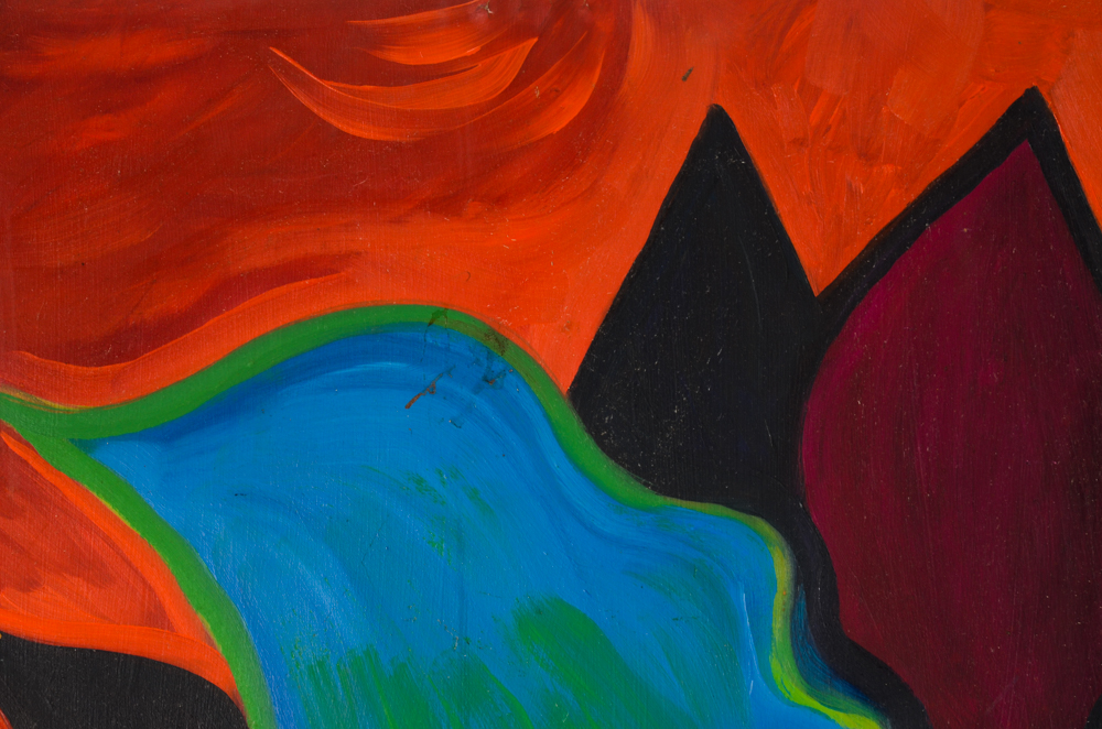 Carol J. Mathews Original Abstract Oil Painting on Pressed Board