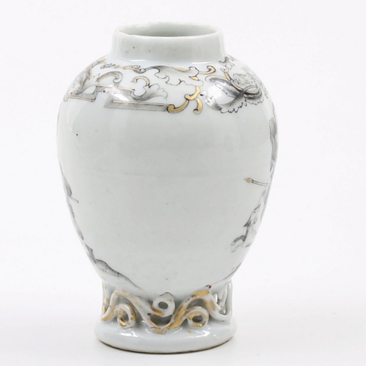 Chinese Qing (1736-1796) "Jesuit Ware" Export Porcelain Grisaille Teapoy