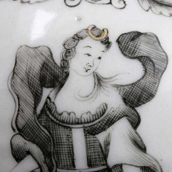 Chinese Qing (1736-1796) "Jesuit Ware" Export Porcelain Grisaille Teapoy