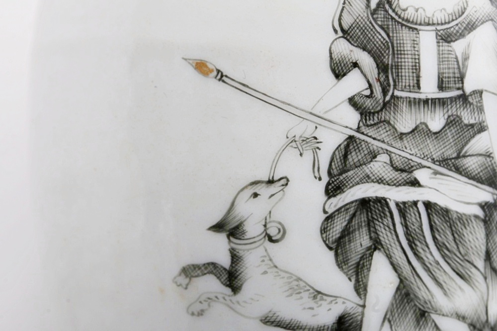 Chinese Qing (1736-1796) "Jesuit Ware" Export Porcelain Grisaille Teapoy