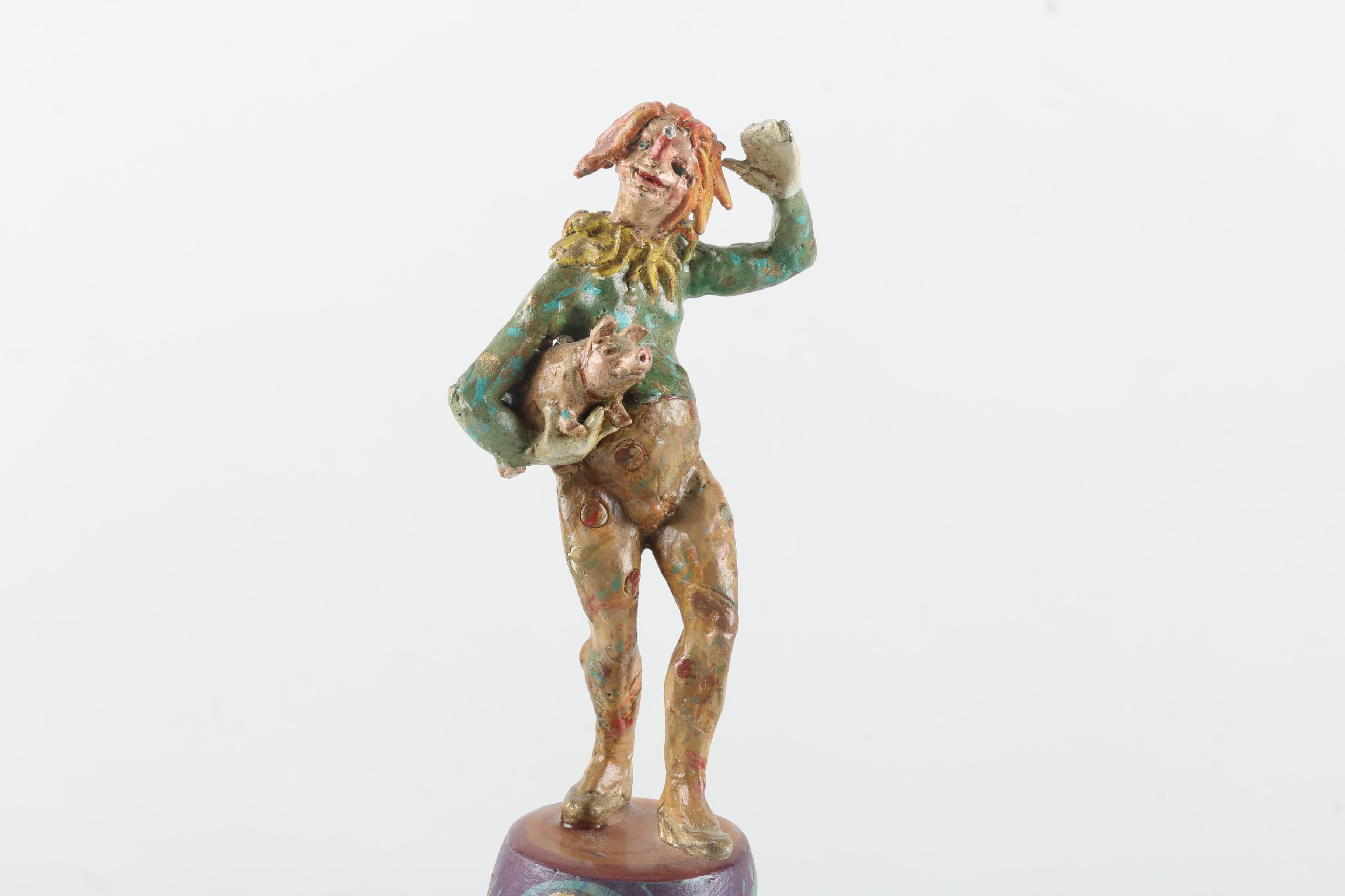 Marvin Levitt Ceramic Jester Figure on Multi-Tiered Base