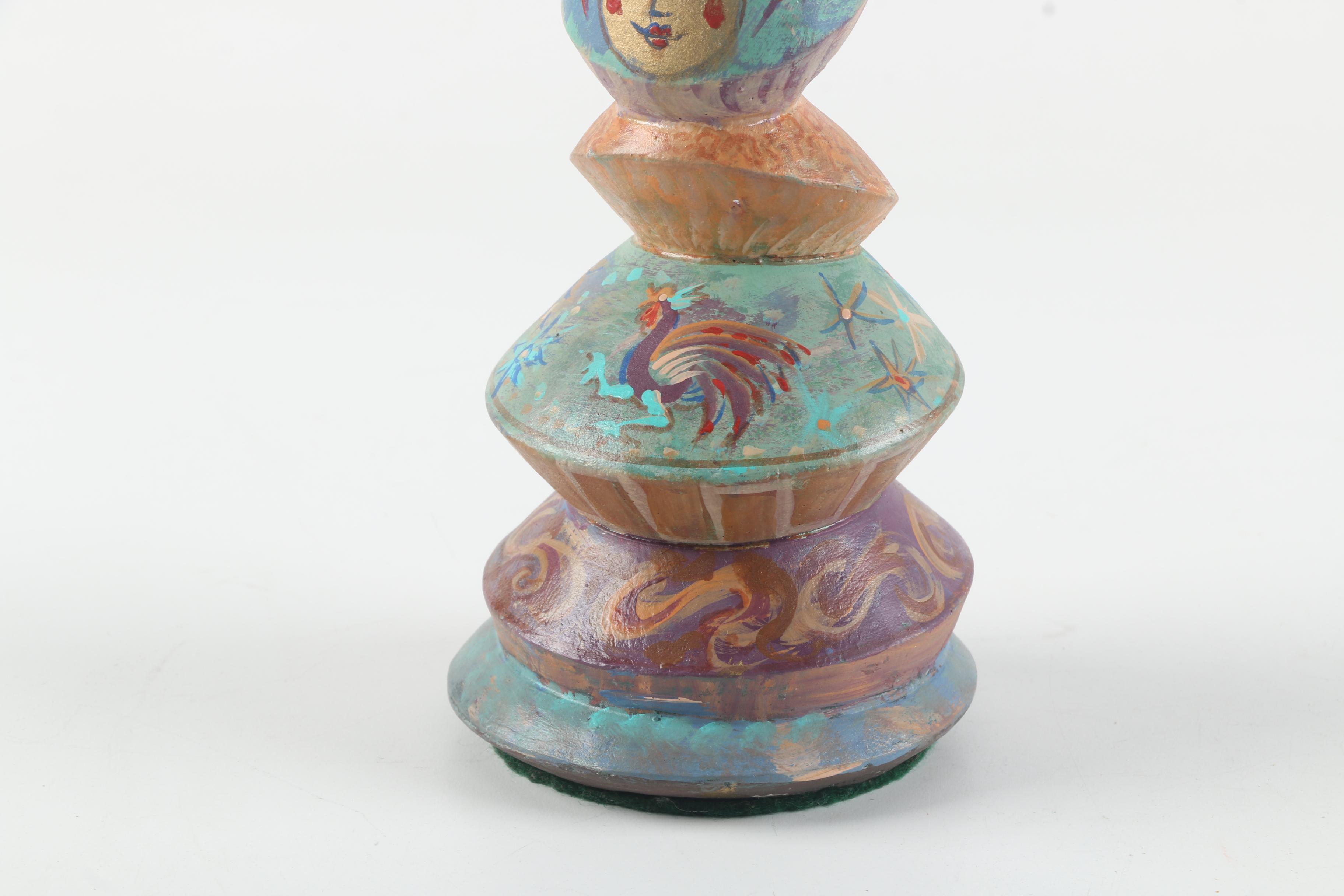 Marvin Levitt Ceramic Jester Figure on Multi-Tiered Base