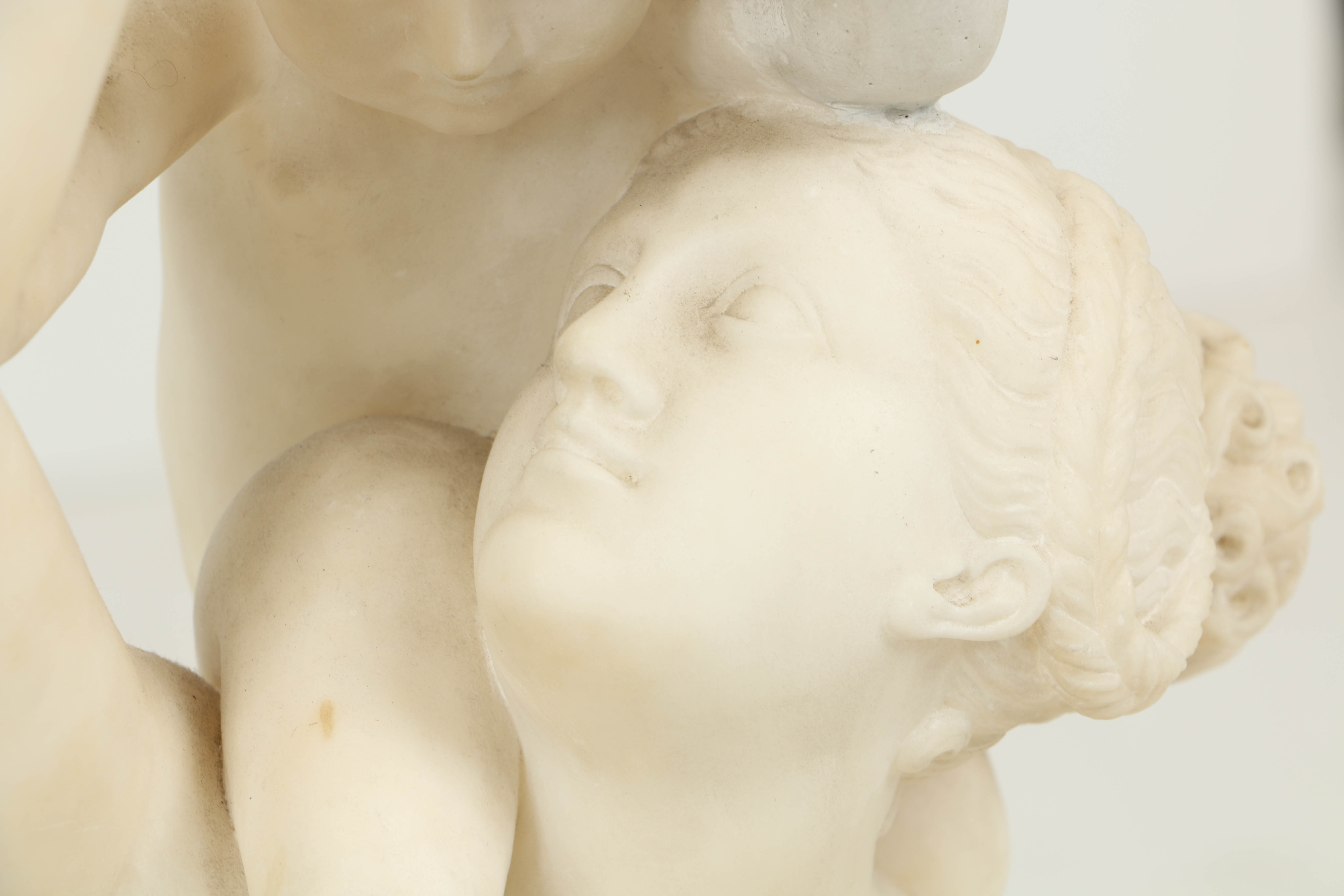 Italian White Marble Neoclassical Sculpture of Cupid and Psyche