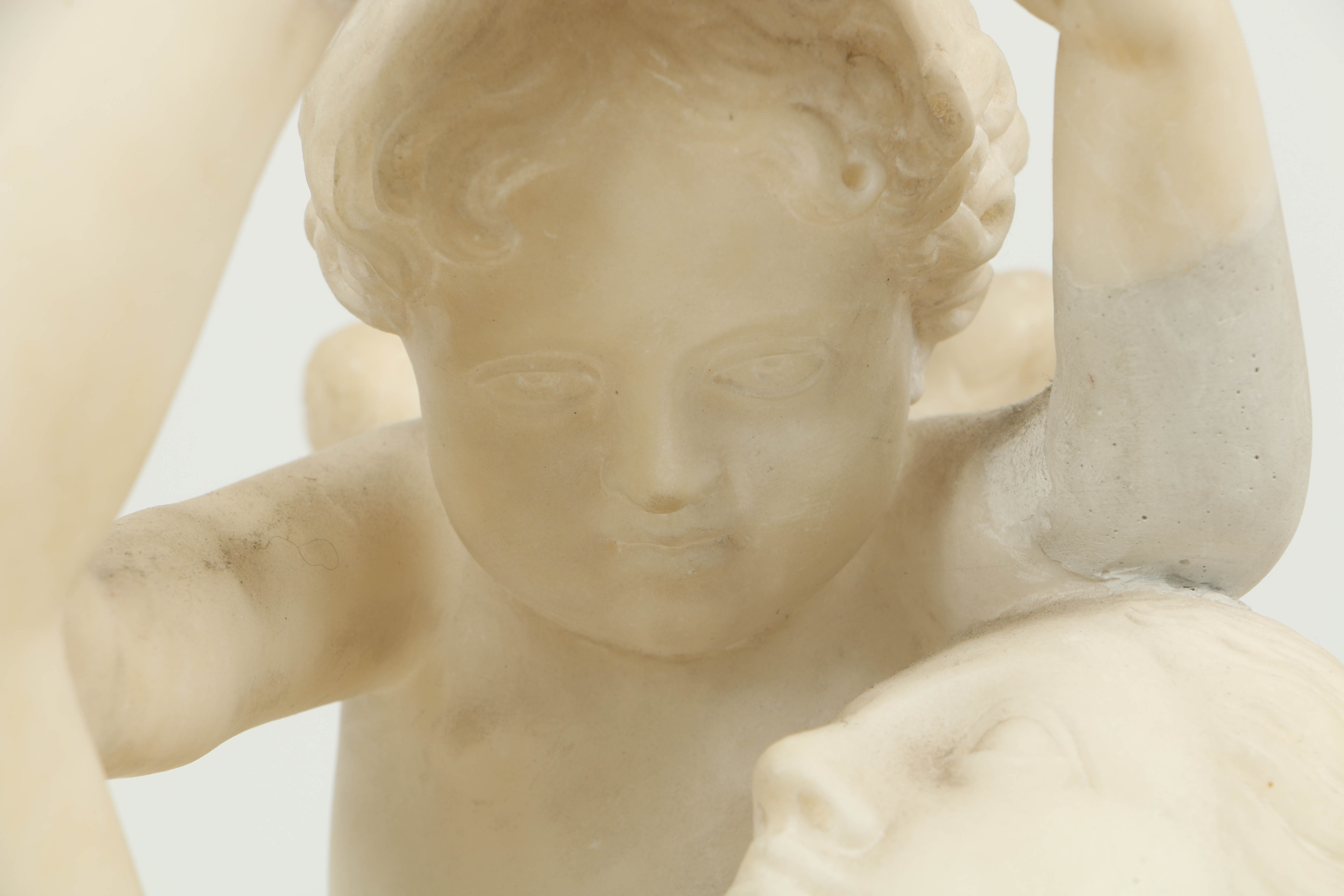 Italian White Marble Neoclassical Sculpture of Cupid and Psyche