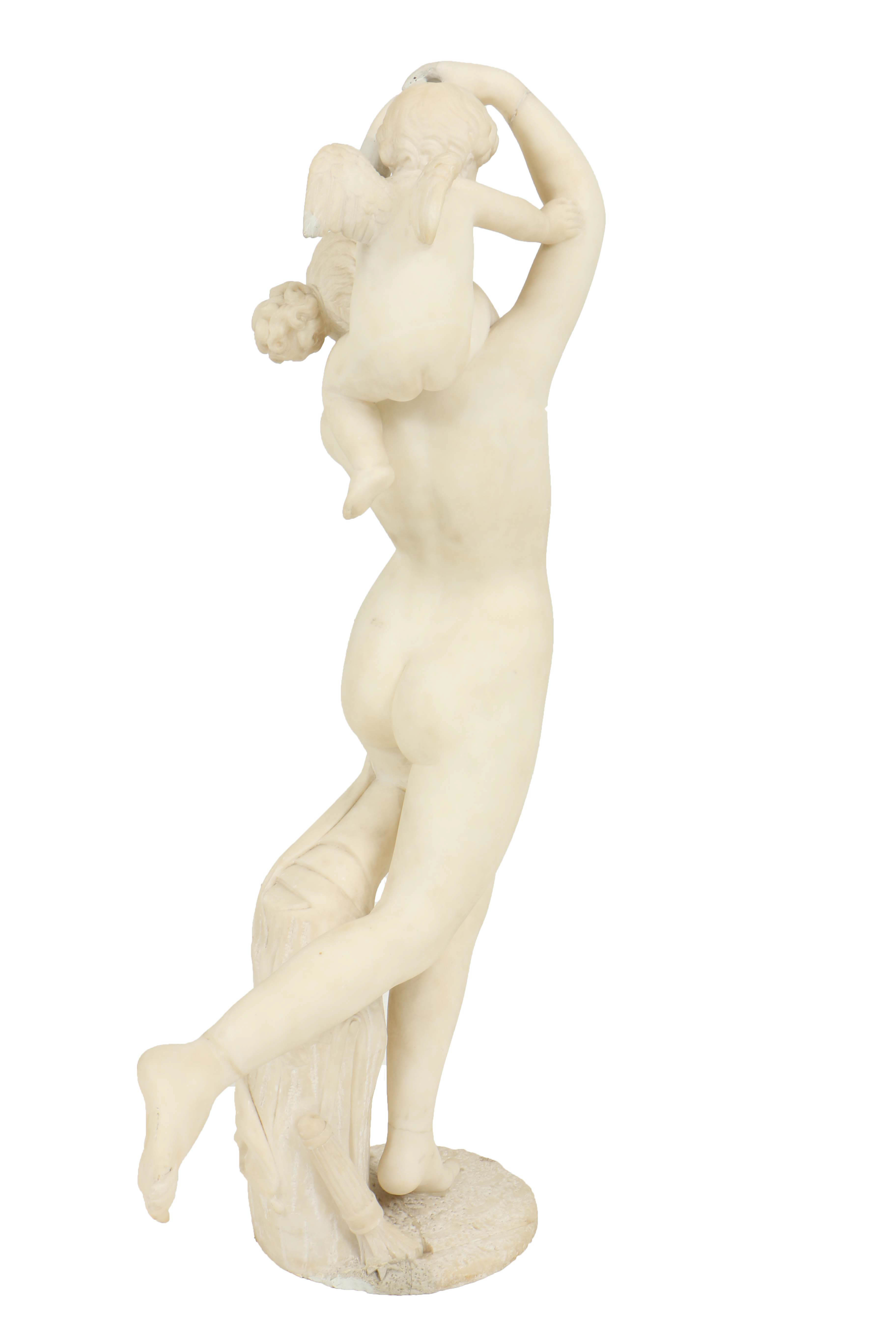 Italian White Marble Neoclassical Sculpture of Cupid and Psyche