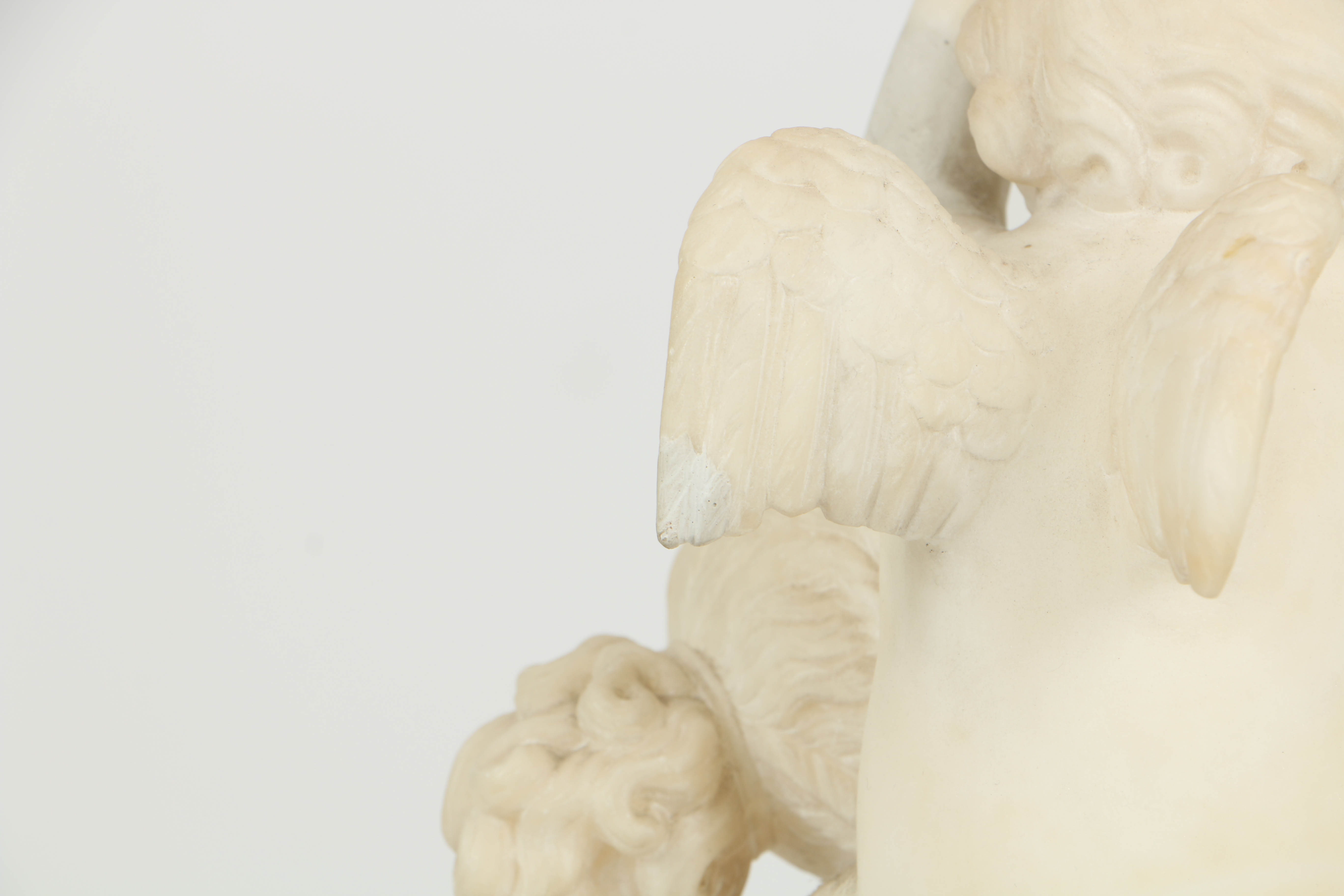 Italian White Marble Neoclassical Sculpture of Cupid and Psyche