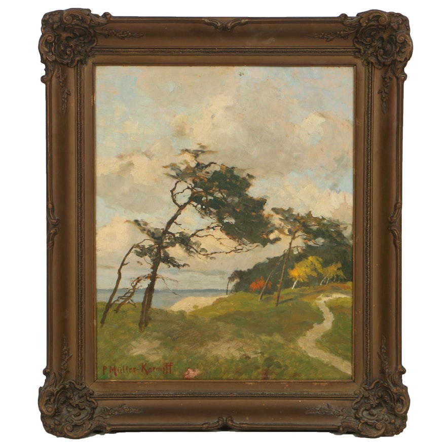 Paul Müller-Kaempff Oil Painting on Board Impressionistic Landscape