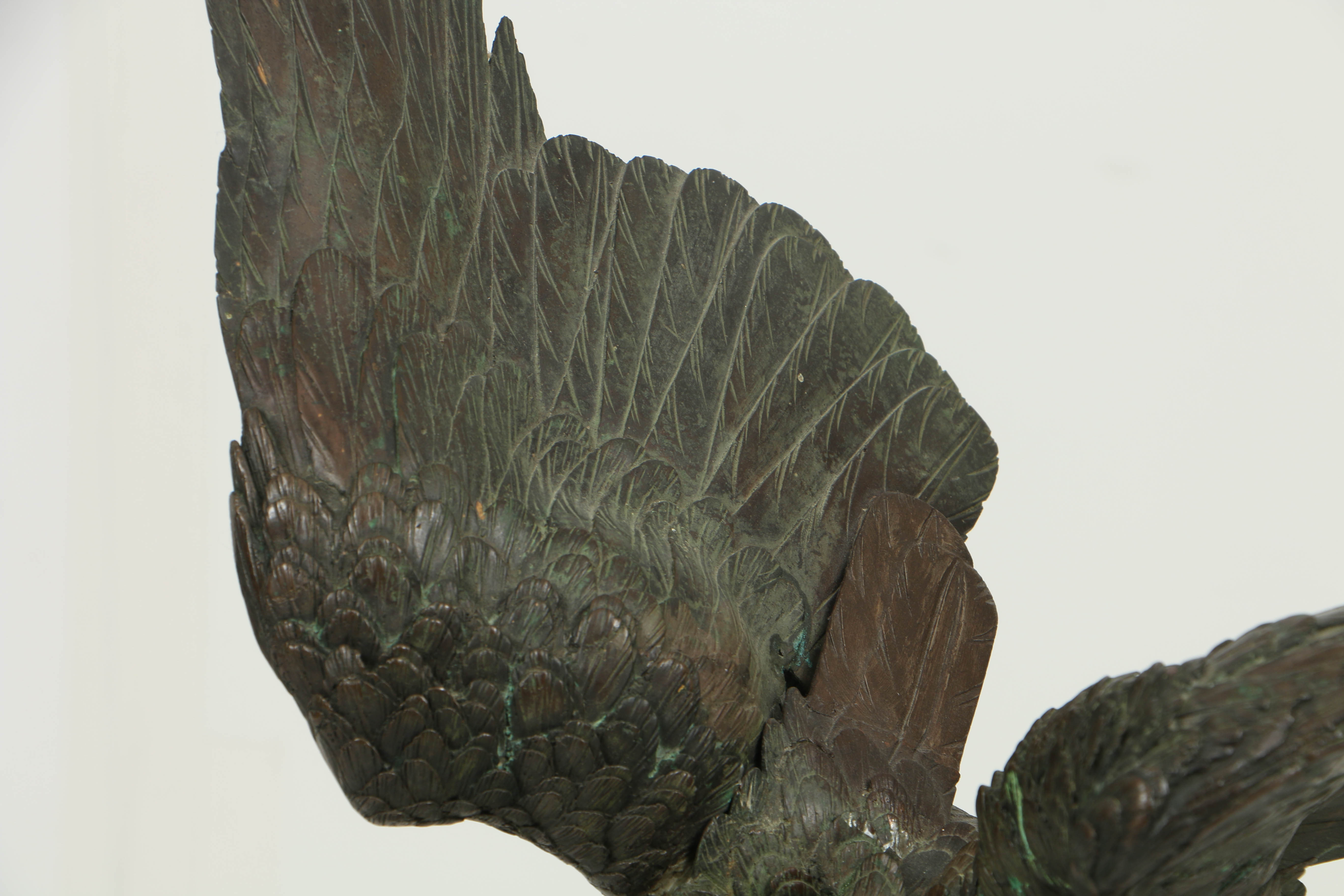 Japanese Meiji Period (1868-1912) Bronze Eagle Atop Rocky Outcrop