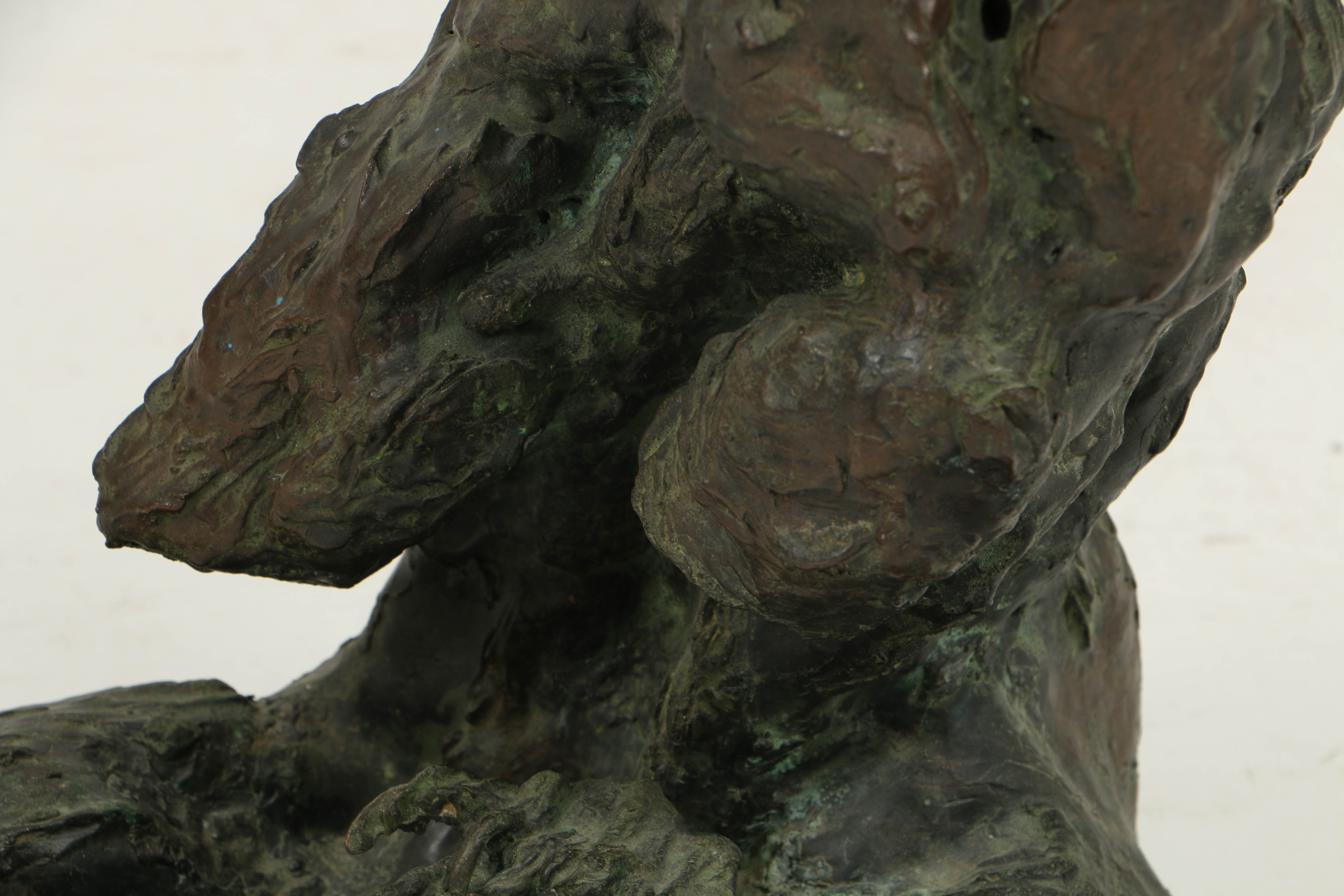 Japanese Meiji Period (1868-1912) Bronze Eagle Atop Rocky Outcrop