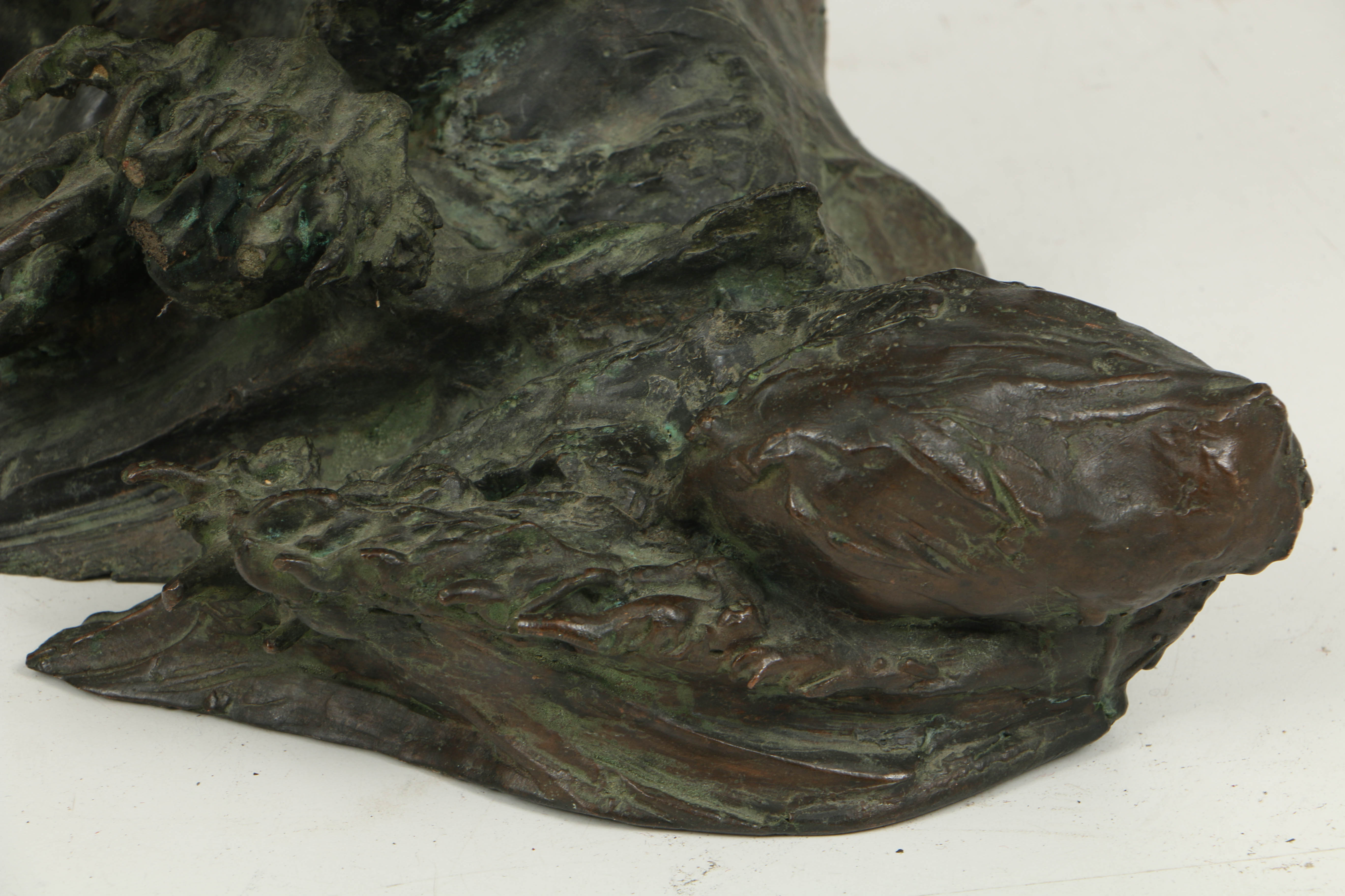 Japanese Meiji Period (1868-1912) Bronze Eagle Atop Rocky Outcrop