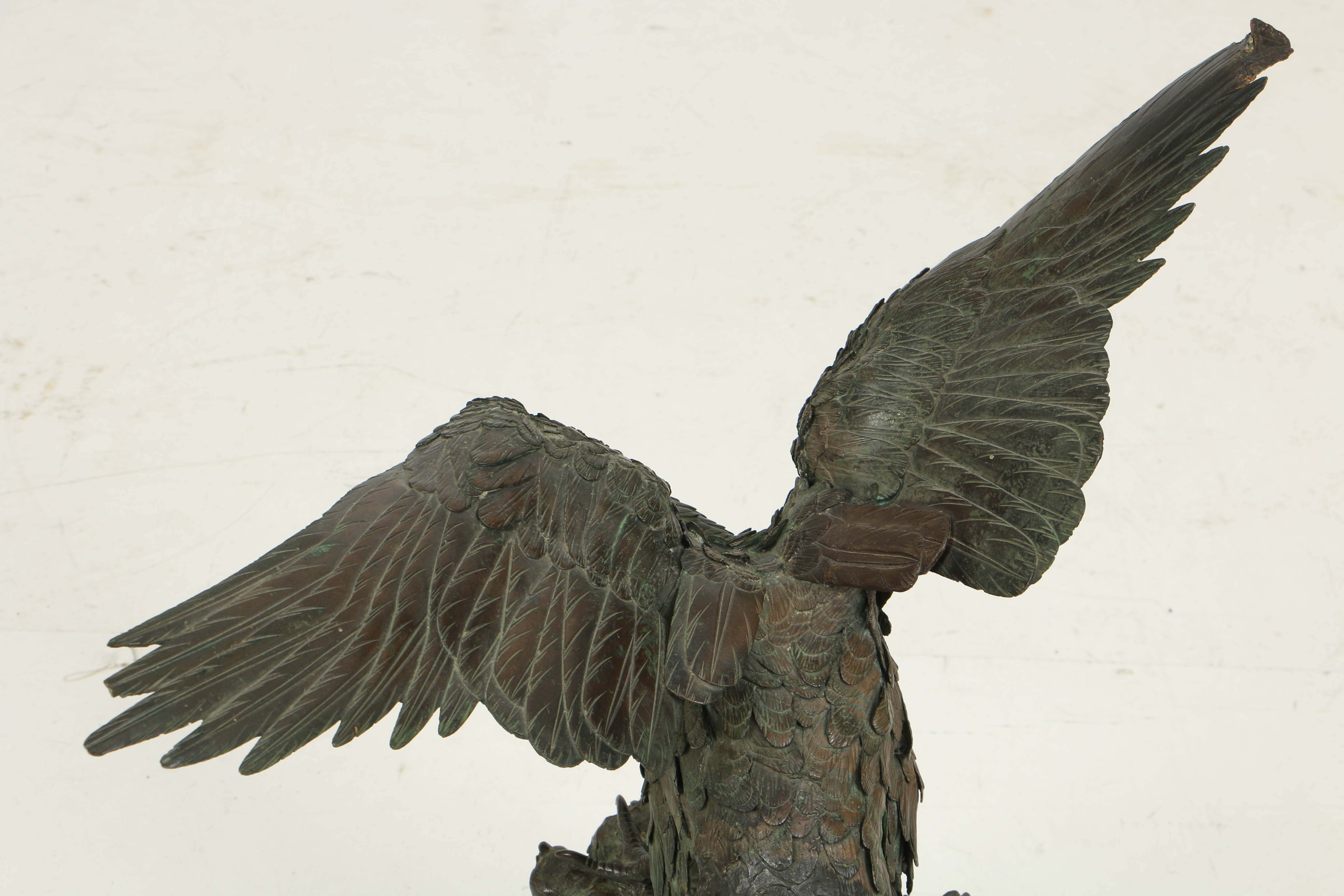 Japanese Meiji Period (1868-1912) Bronze Eagle Atop Rocky Outcrop