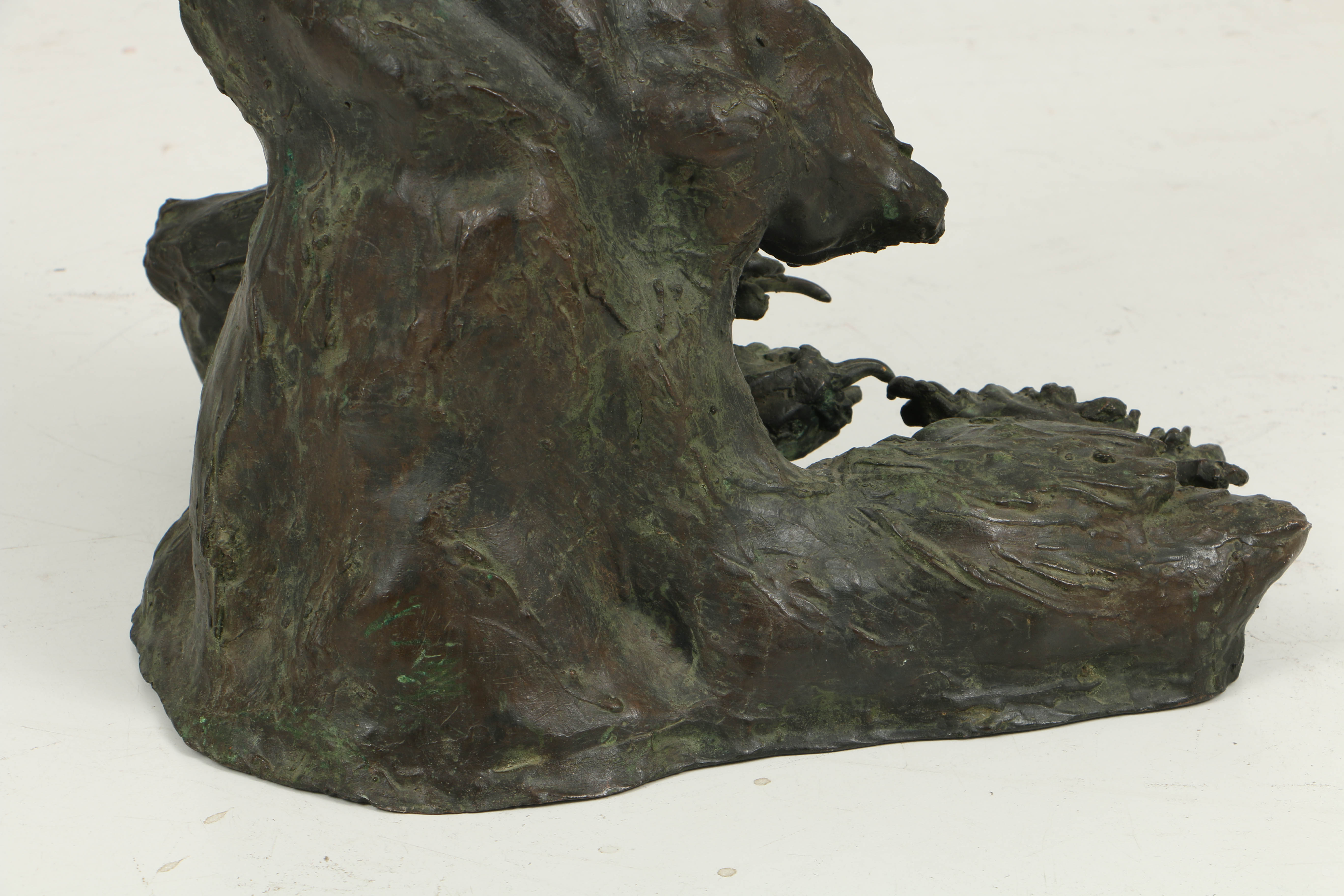 Japanese Meiji Period (1868-1912) Bronze Eagle Atop Rocky Outcrop