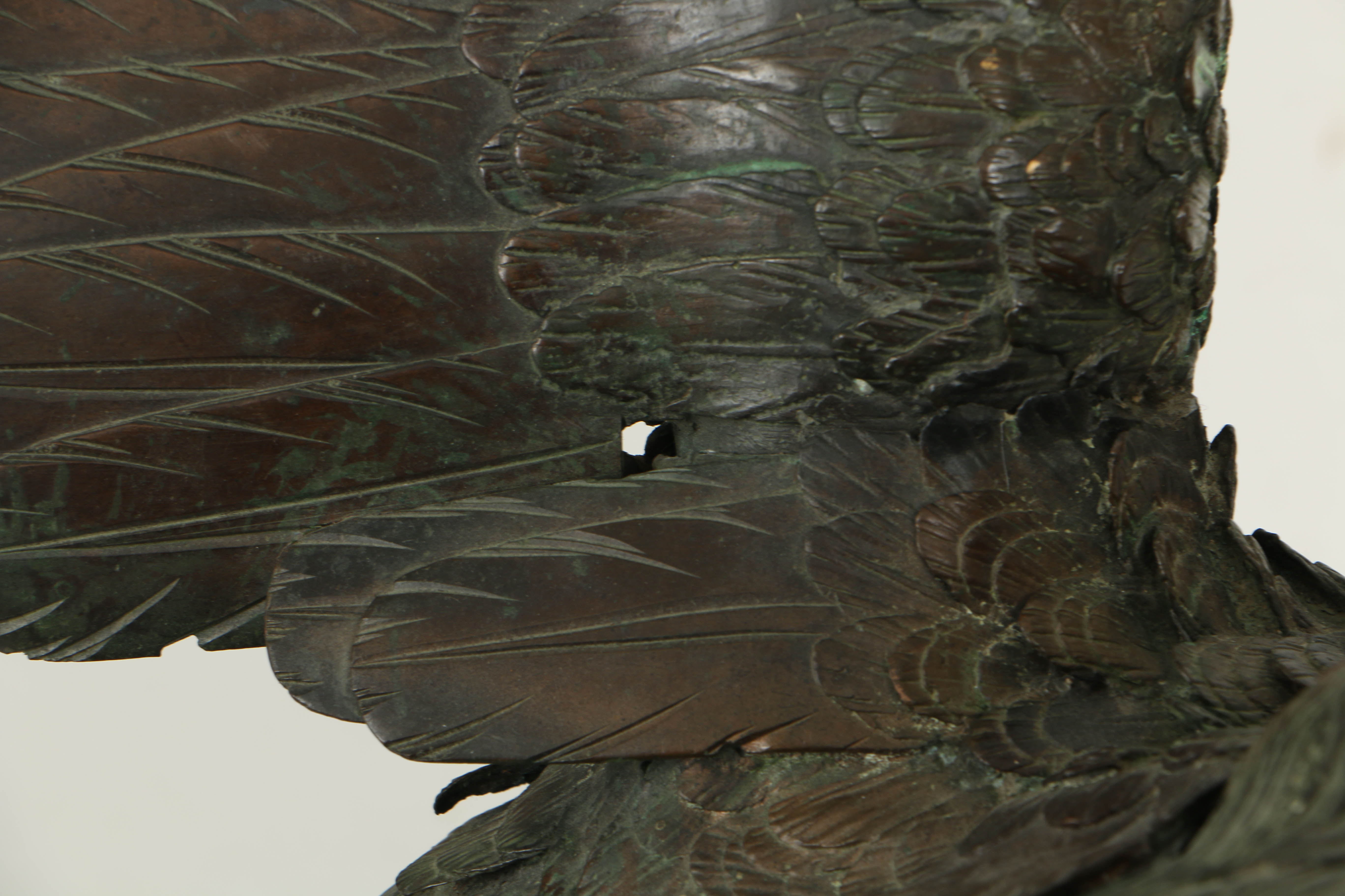 Japanese Meiji Period (1868-1912) Bronze Eagle Atop Rocky Outcrop