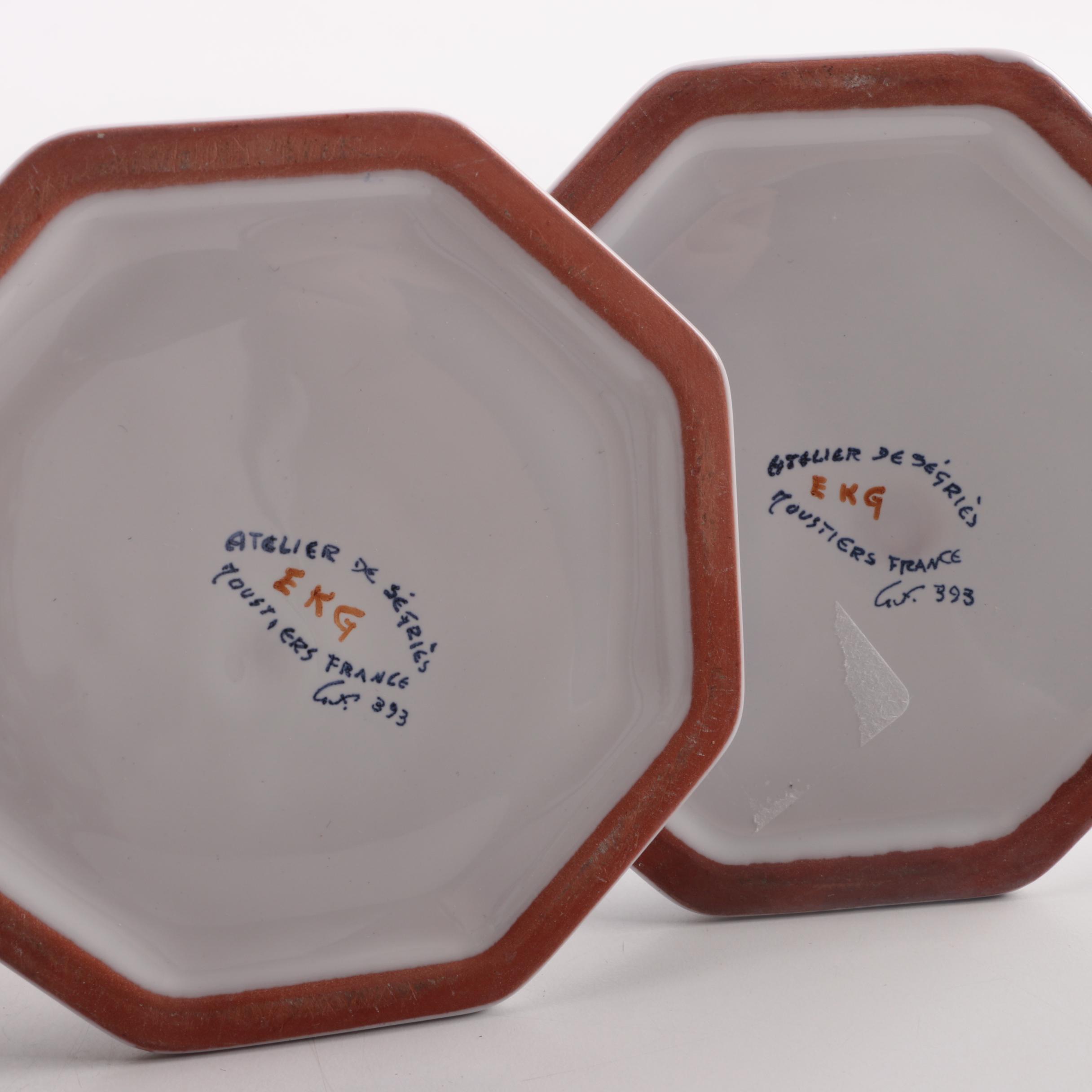 Hand-Painted French Candlesticks with Pitcher