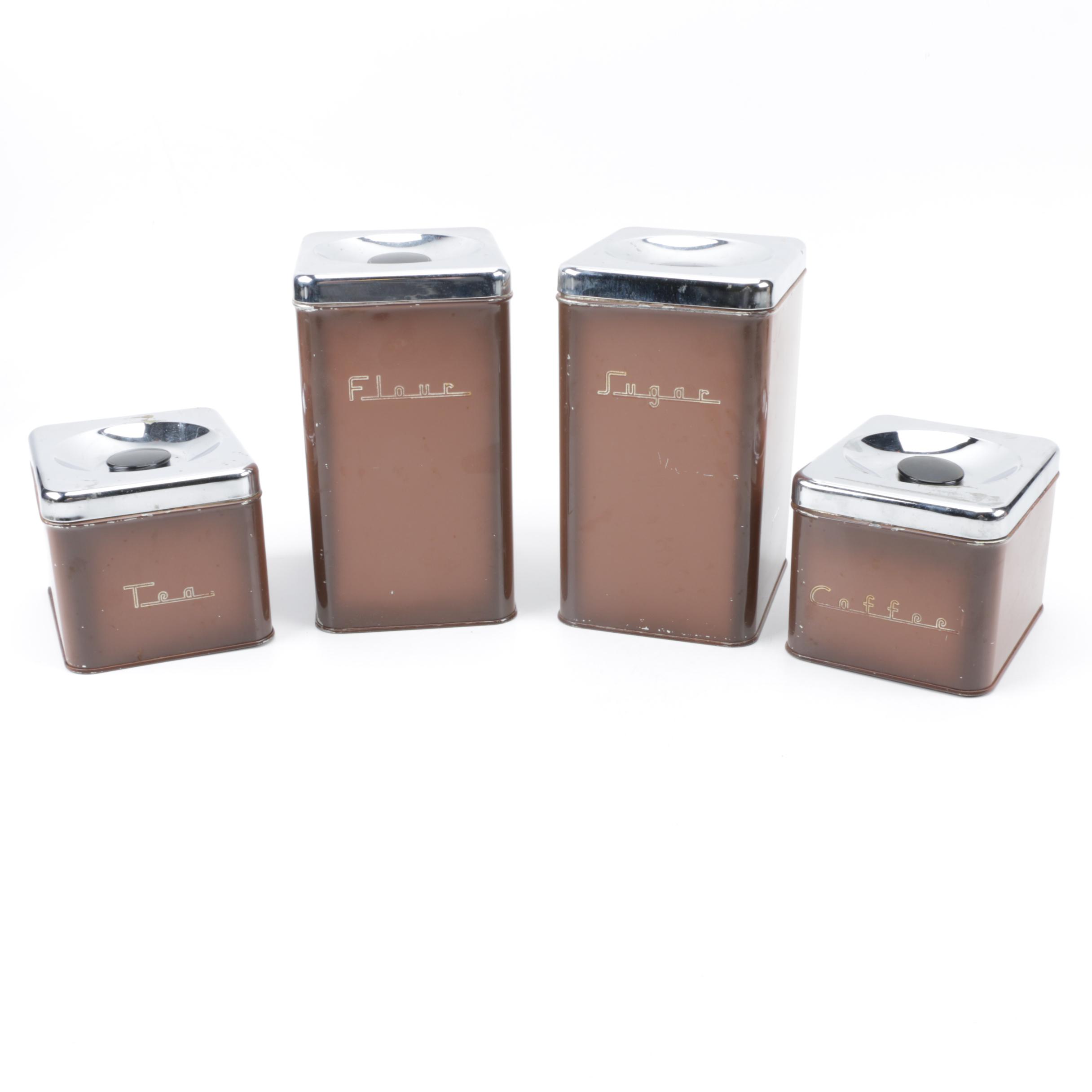 Mid-Century Metal Kitchen Canisters