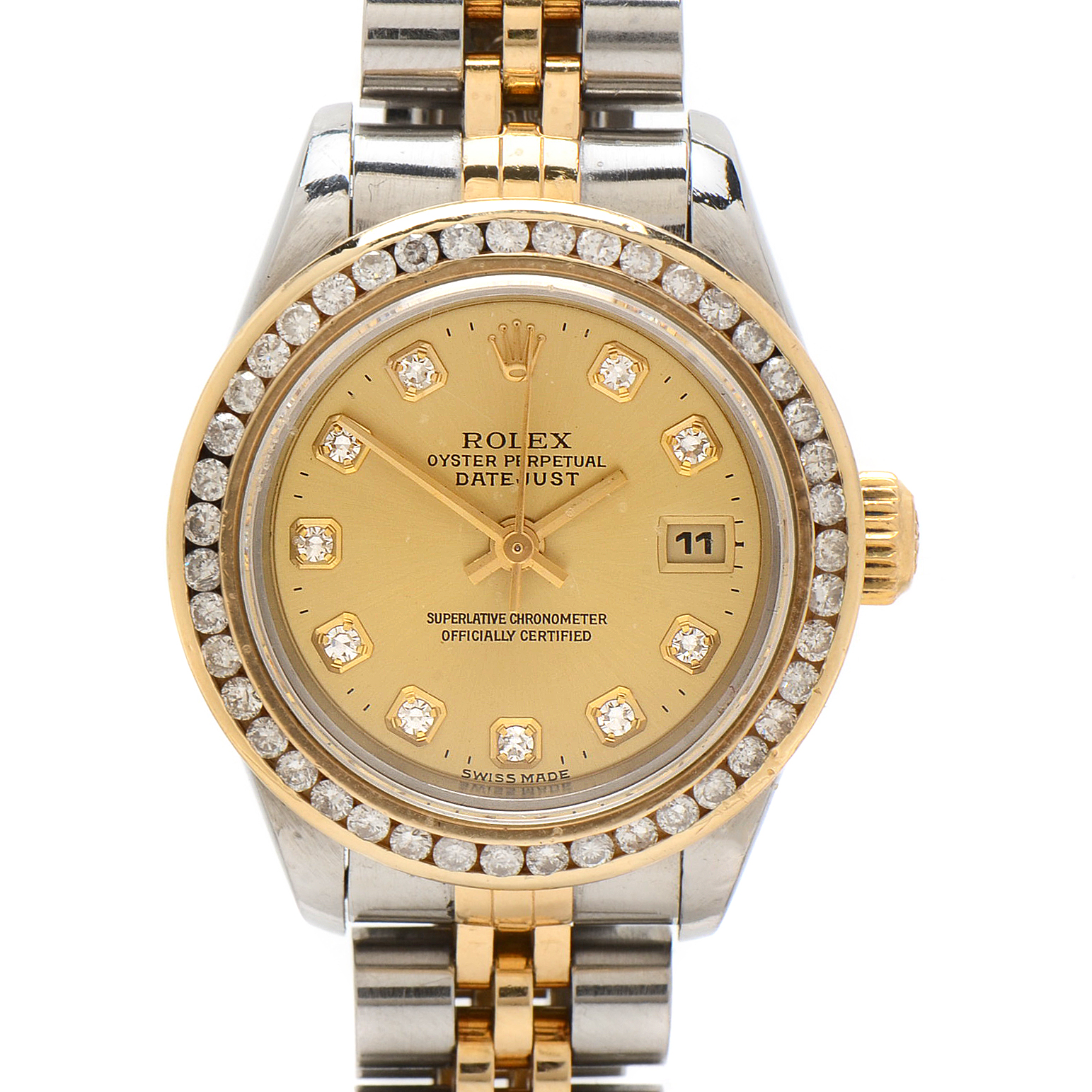 Rolex Datejust Diamond Bezel 18K Yellow Gold Stainless Steel Watch