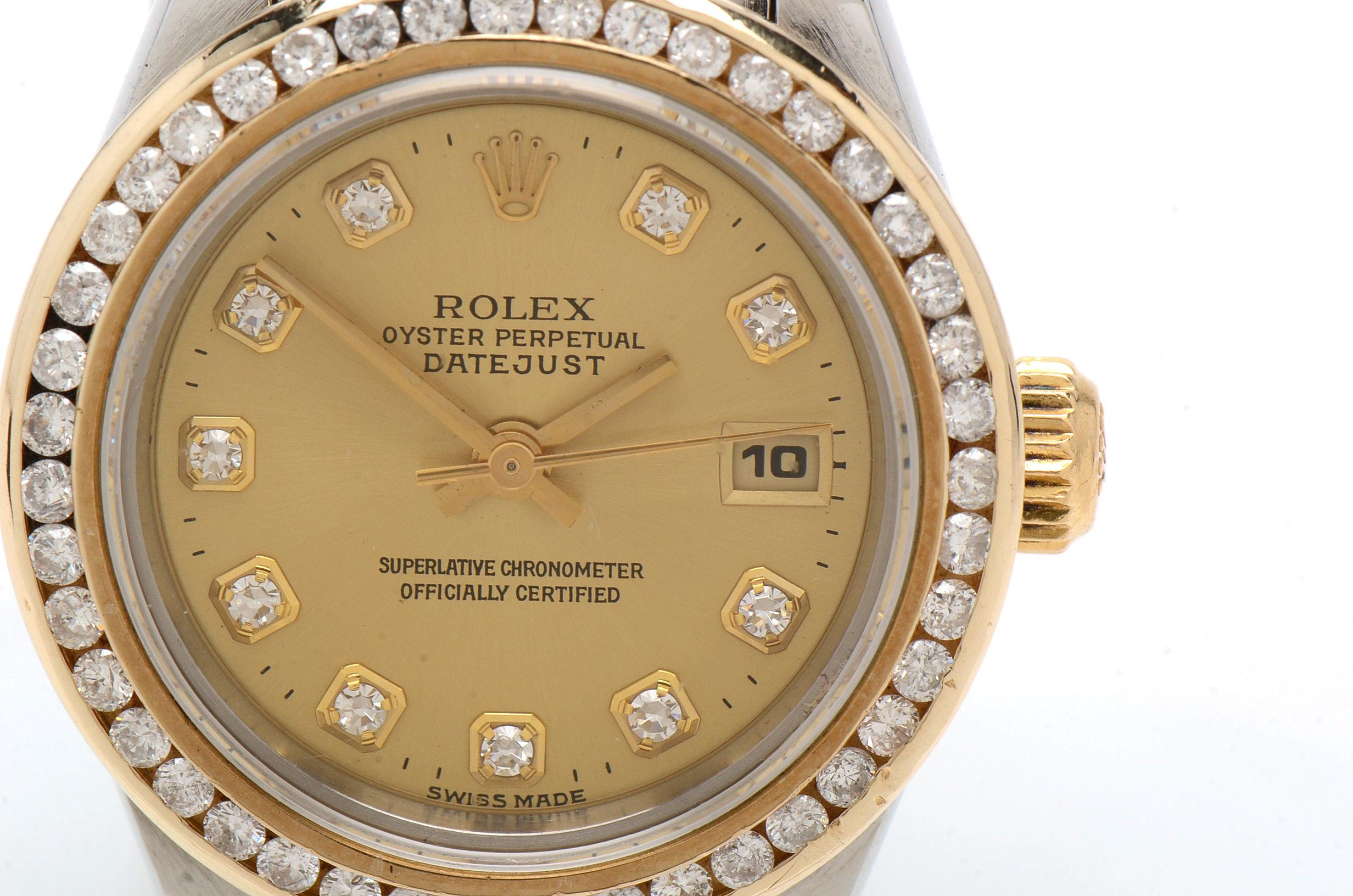 Rolex Datejust Diamond Bezel 18K Yellow Gold Stainless Steel Watch