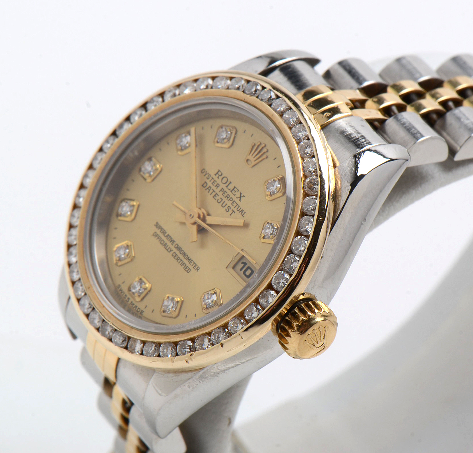 Rolex Datejust Diamond Bezel 18K Yellow Gold Stainless Steel Watch