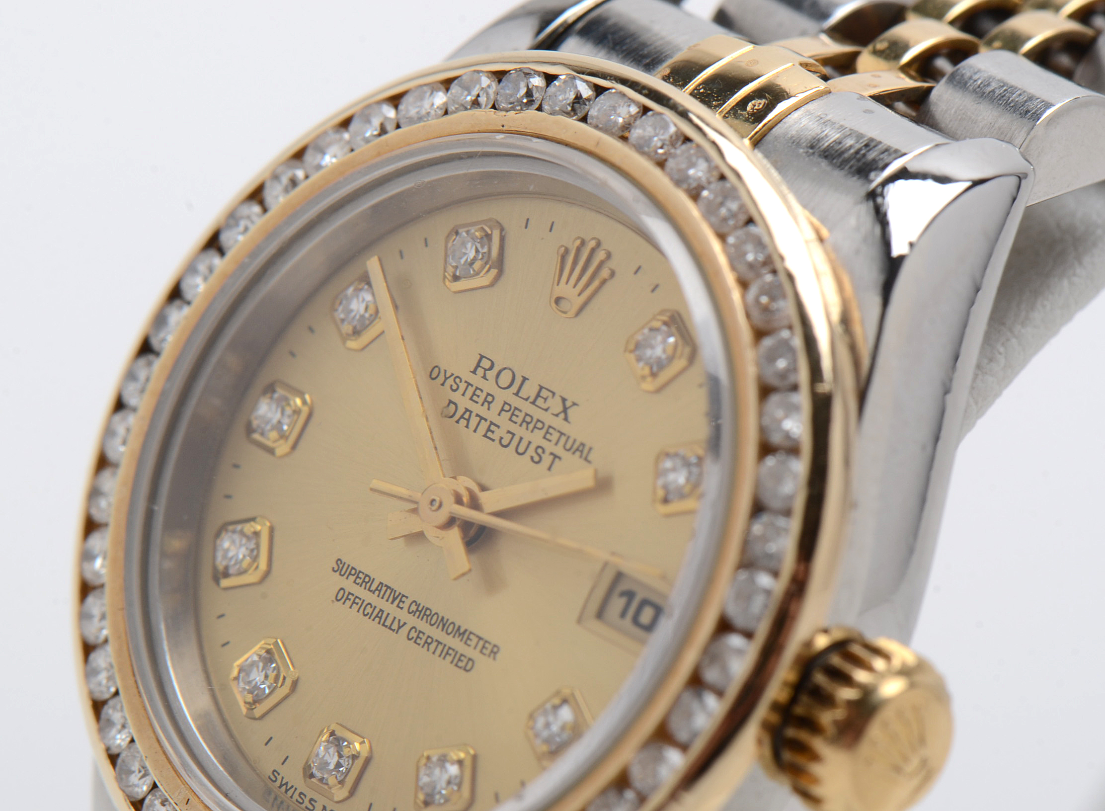 Rolex Datejust Diamond Bezel 18K Yellow Gold Stainless Steel Watch