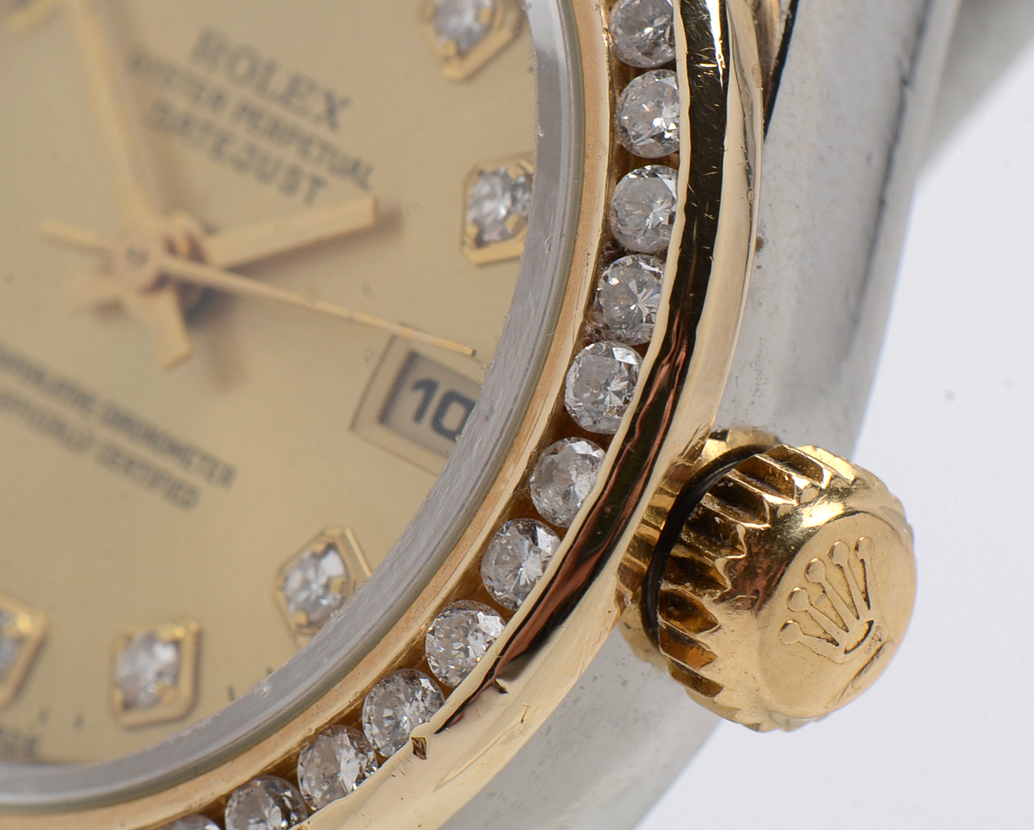 Rolex Datejust Diamond Bezel 18K Yellow Gold Stainless Steel Watch