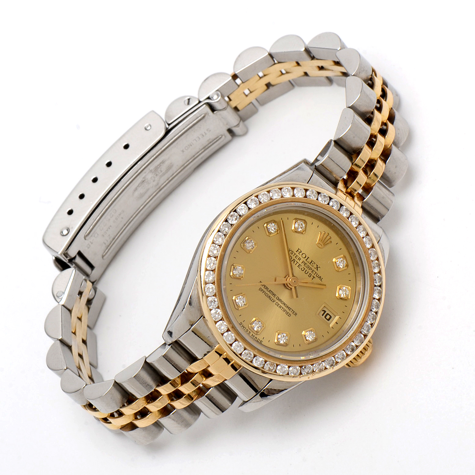 Rolex Datejust Diamond Bezel 18K Yellow Gold Stainless Steel Watch