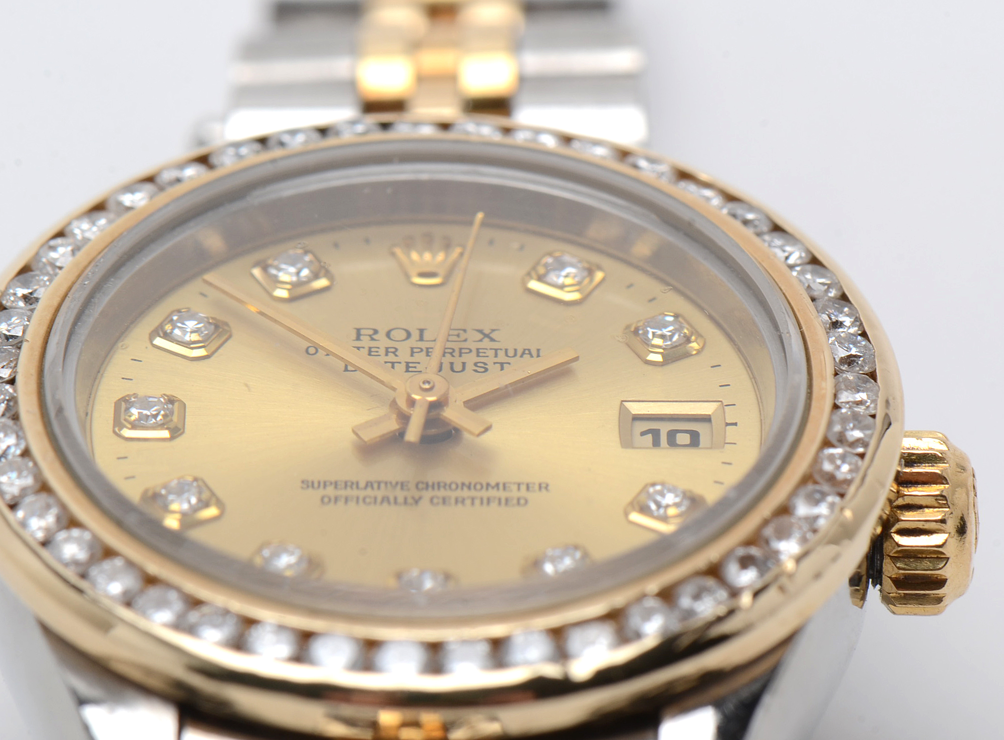 Rolex Datejust Diamond Bezel 18K Yellow Gold Stainless Steel Watch