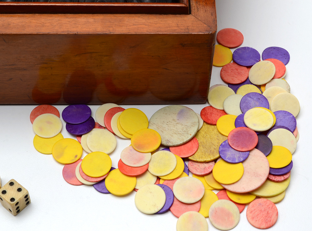 Antique Mahogany Games Compendium with F.H. Ayres Instruction Booklet