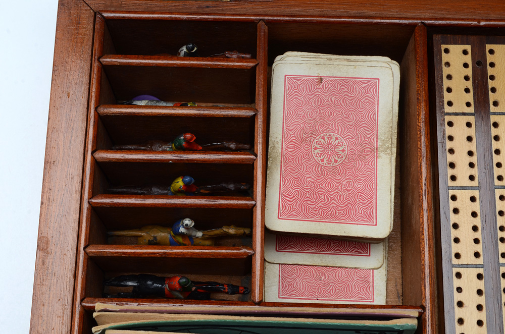 Antique Mahogany Games Compendium with F.H. Ayres Instruction Booklet