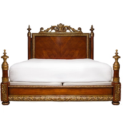French Neoclassical Style Cherry Veneered King Size Bed French Neoclassical Style Cherry Veneered King Size Bed