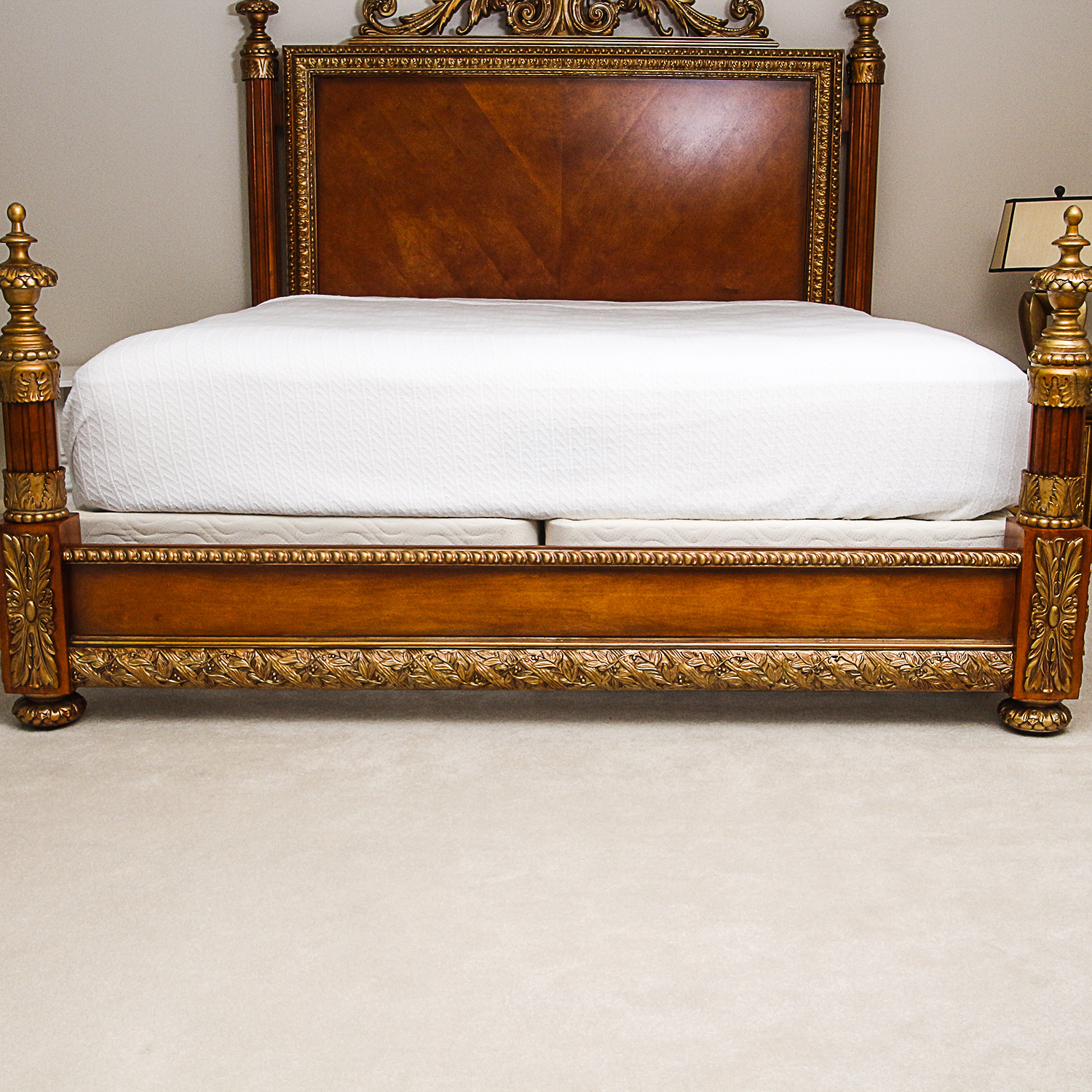 French Neoclassical  Style Cherry Veneered King Size Bed