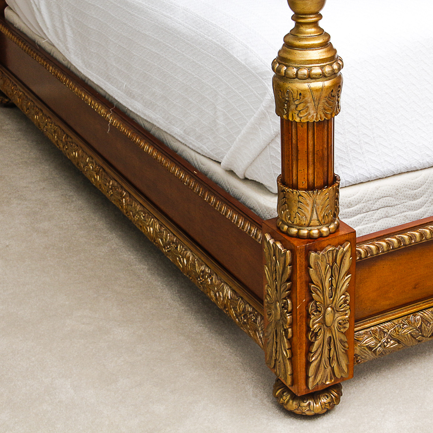 French Neoclassical  Style Cherry Veneered King Size Bed
