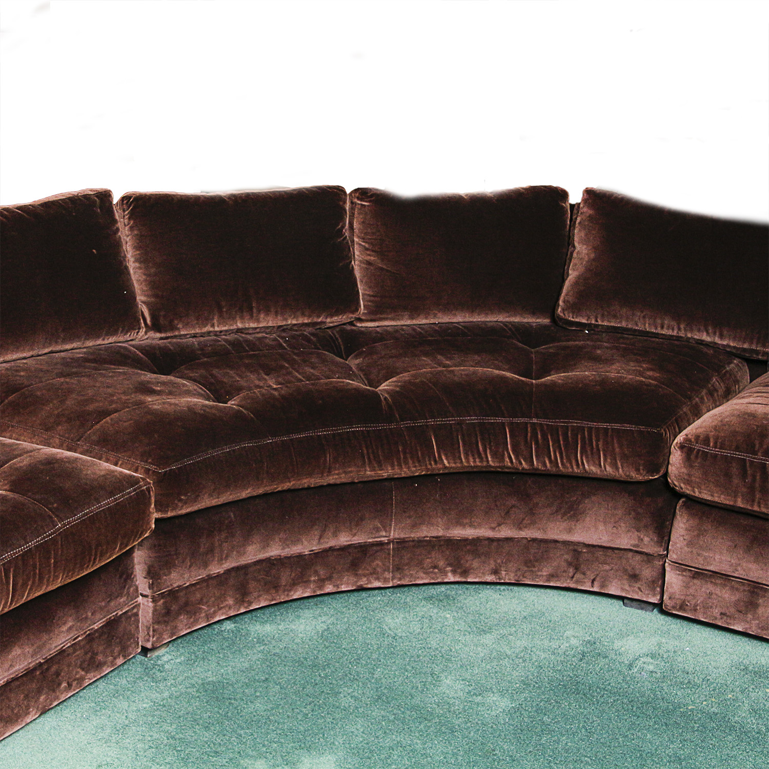 Chocolate Brown Velvet Upholstered Sectional Sofa