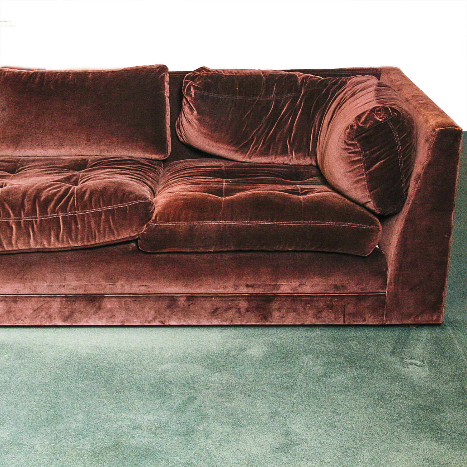 Chocolate Brown Velvet Upholstered Sectional Sofa