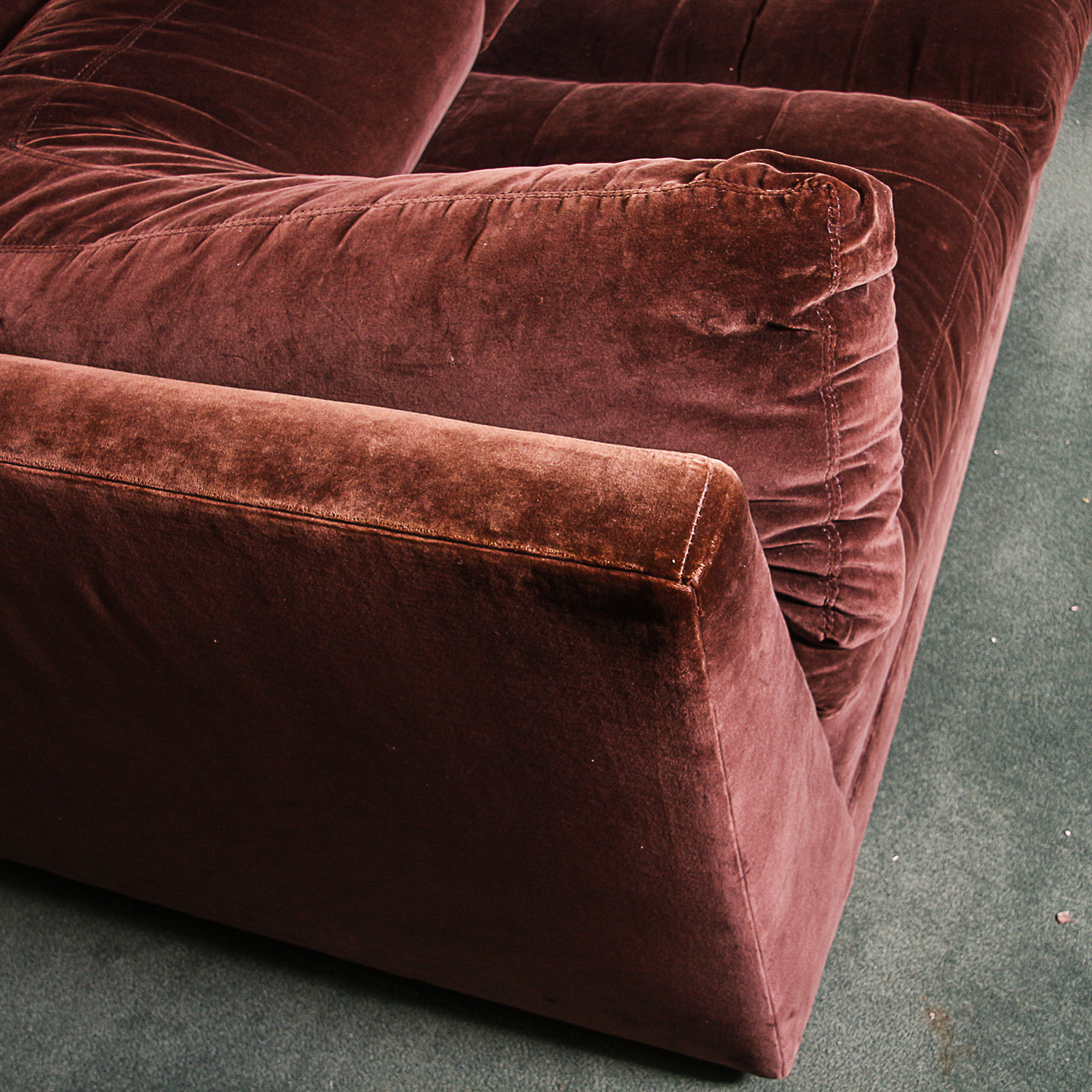 Chocolate Brown Velvet Upholstered Sectional Sofa