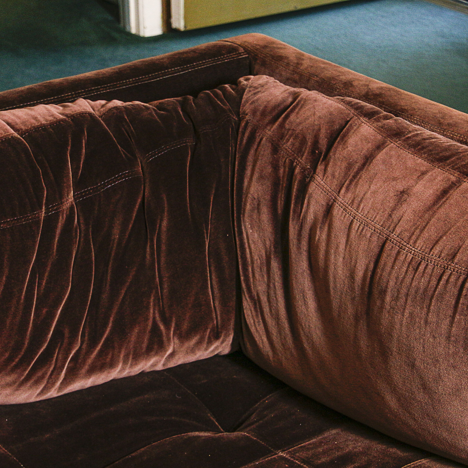 Chocolate Brown Velvet Upholstered Sectional Sofa