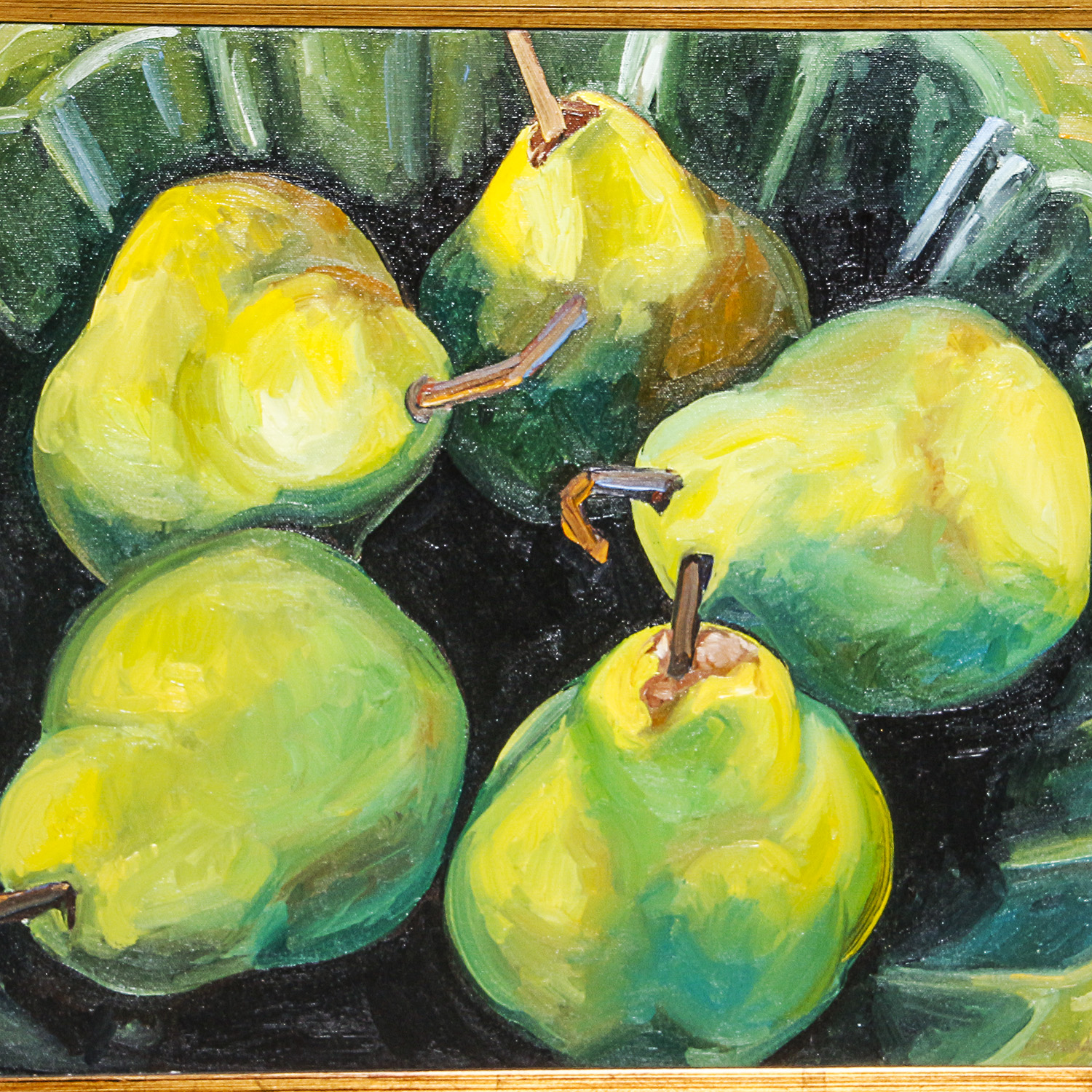 Amanda Dunbar 2004 Oil Painting on Canvas of Still Life with Green Pears