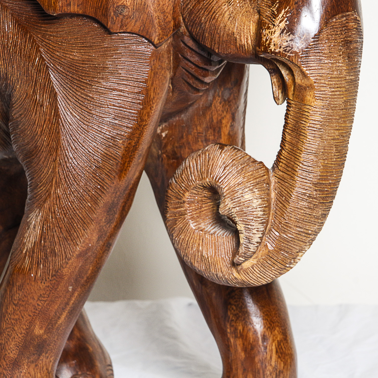 Carved Wooden Elephant Sculpture