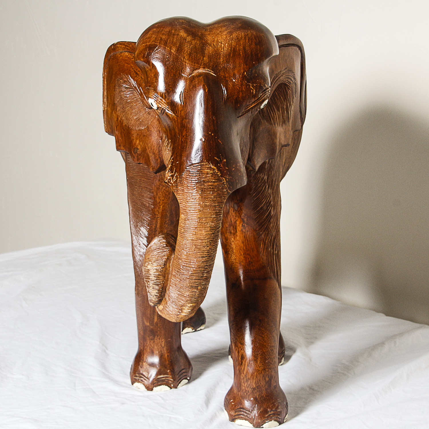 Carved Wooden Elephant Sculpture