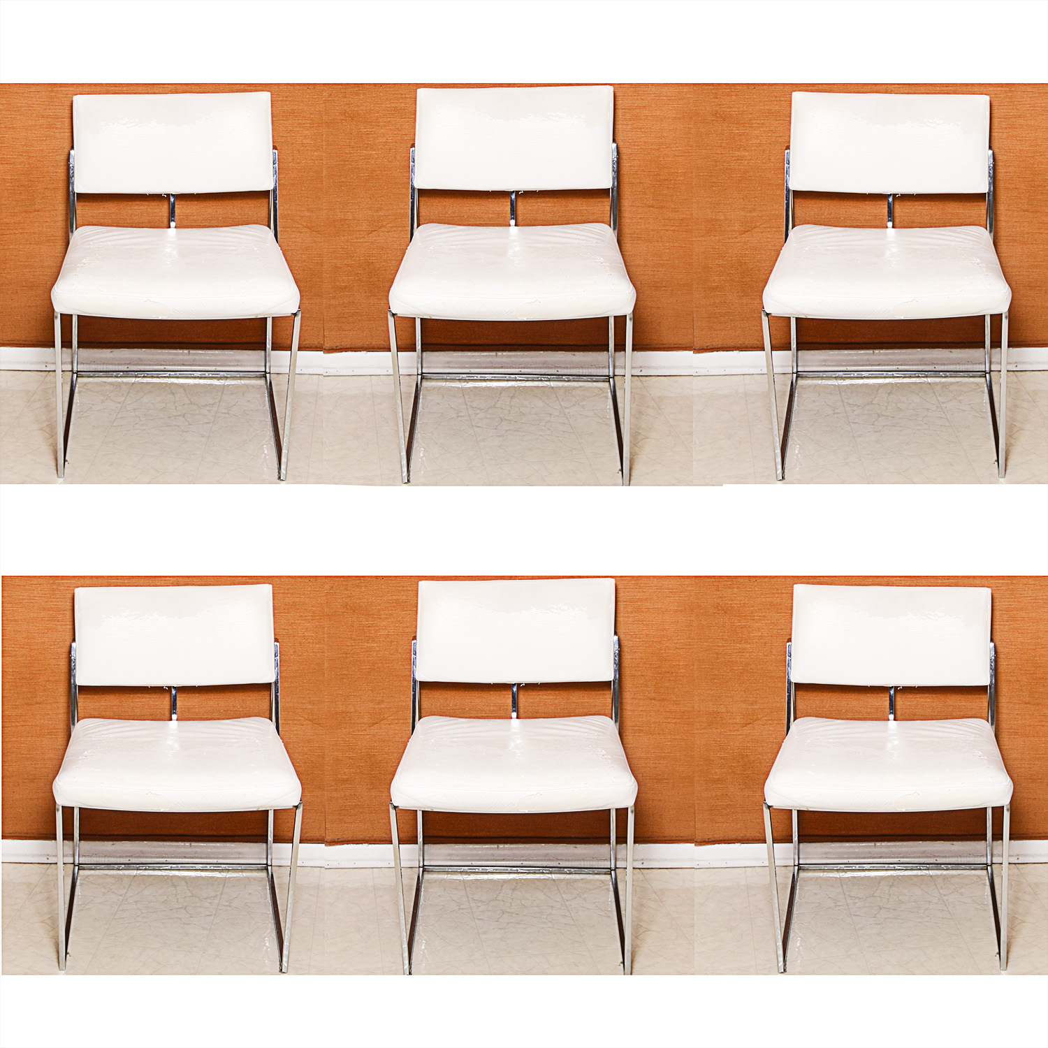 Mid Century Modern Chrome and Vinyl Dining Chairs