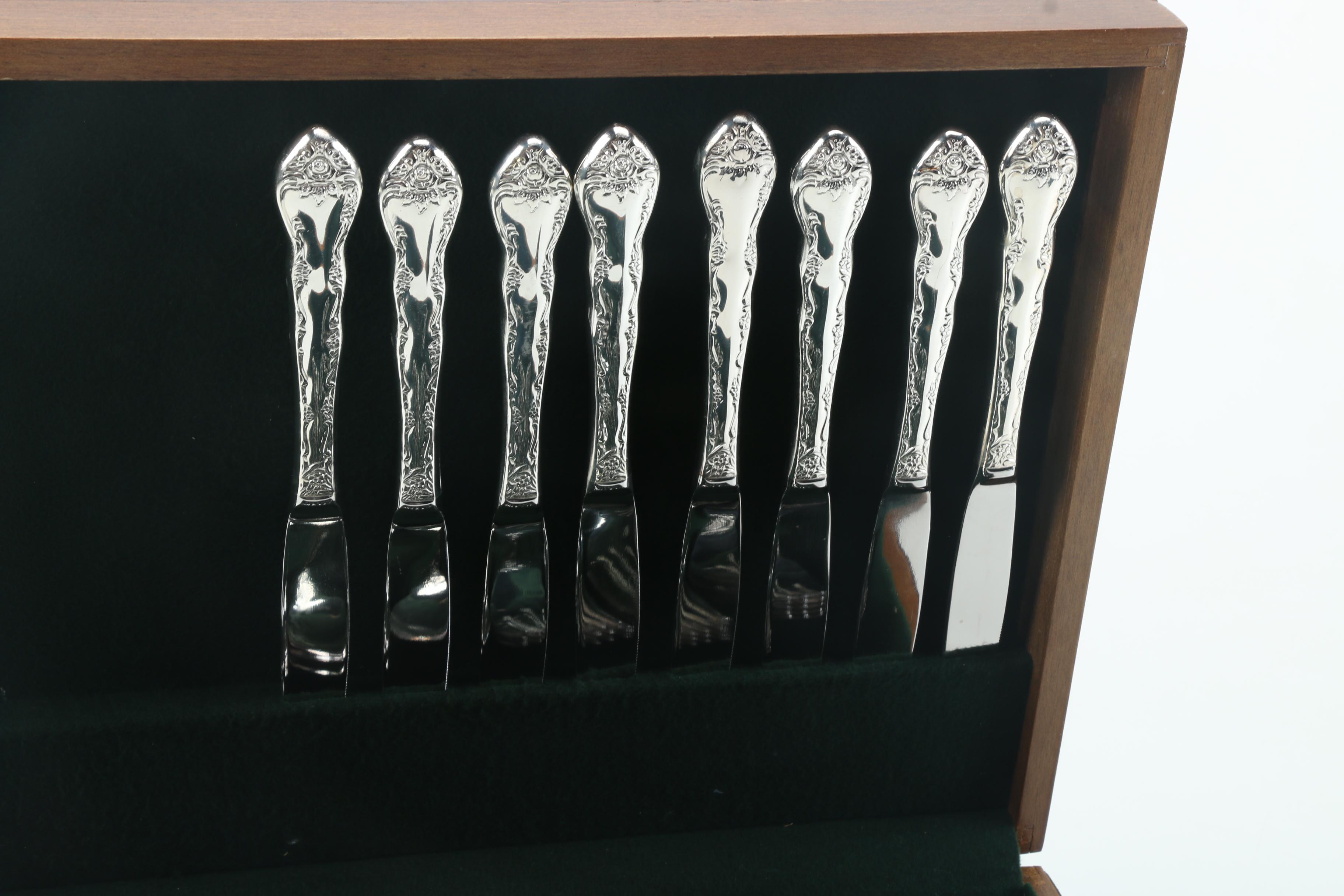 International Silver Co. Floral Pattern Silver Plate Flatware Set