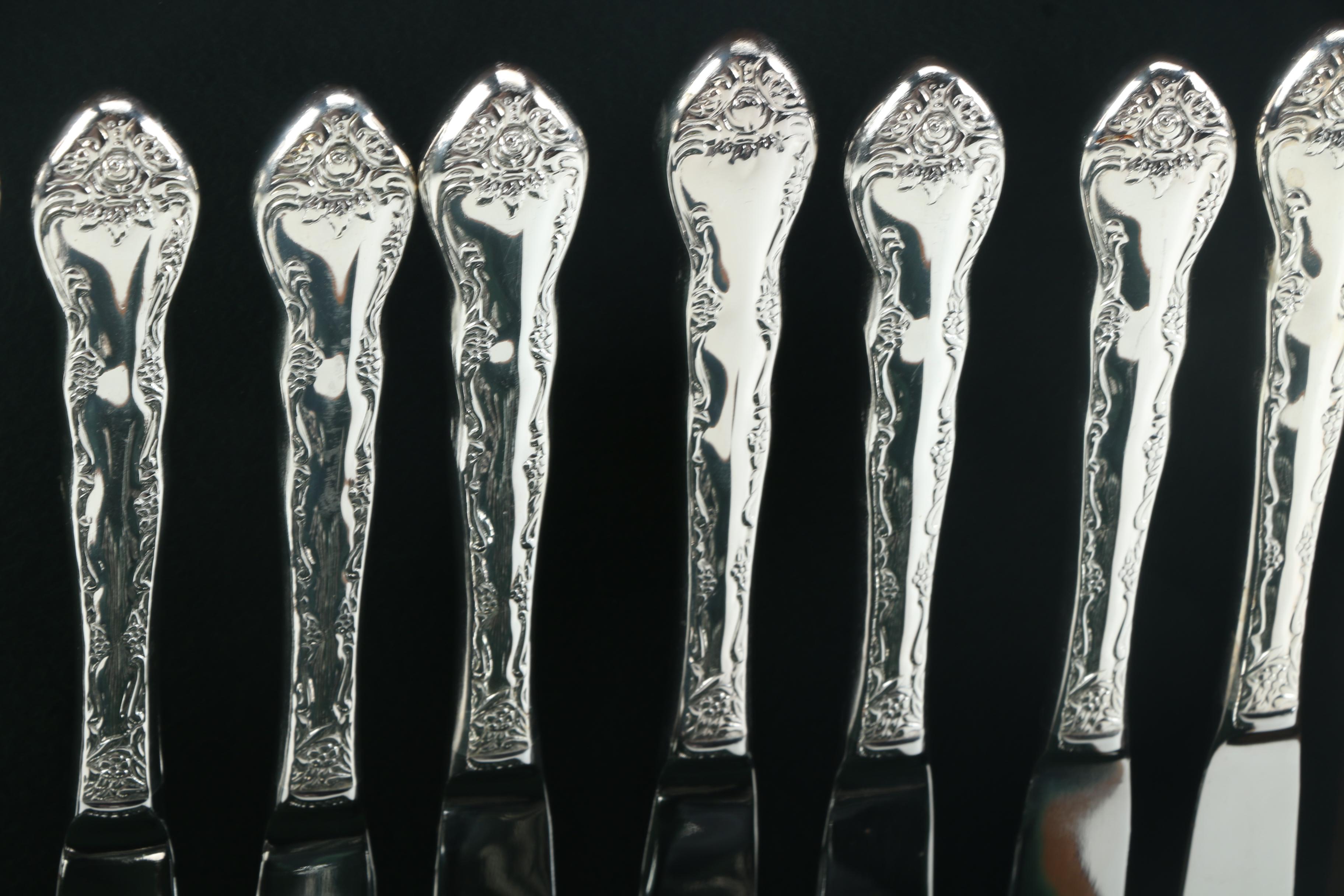 International Silver Co. Floral Pattern Silver Plate Flatware Set