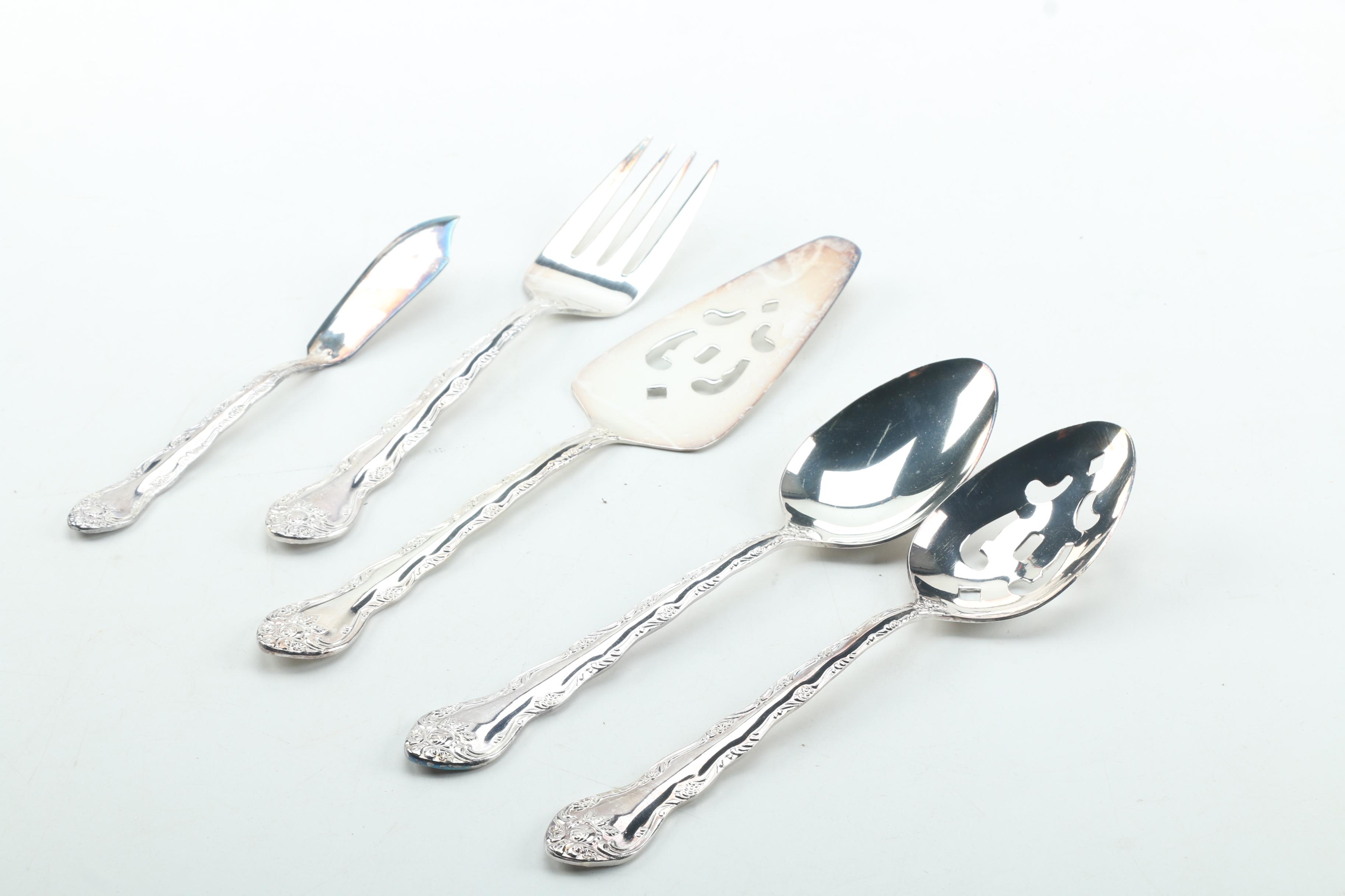 International Silver Co. Floral Pattern Silver Plate Flatware Set