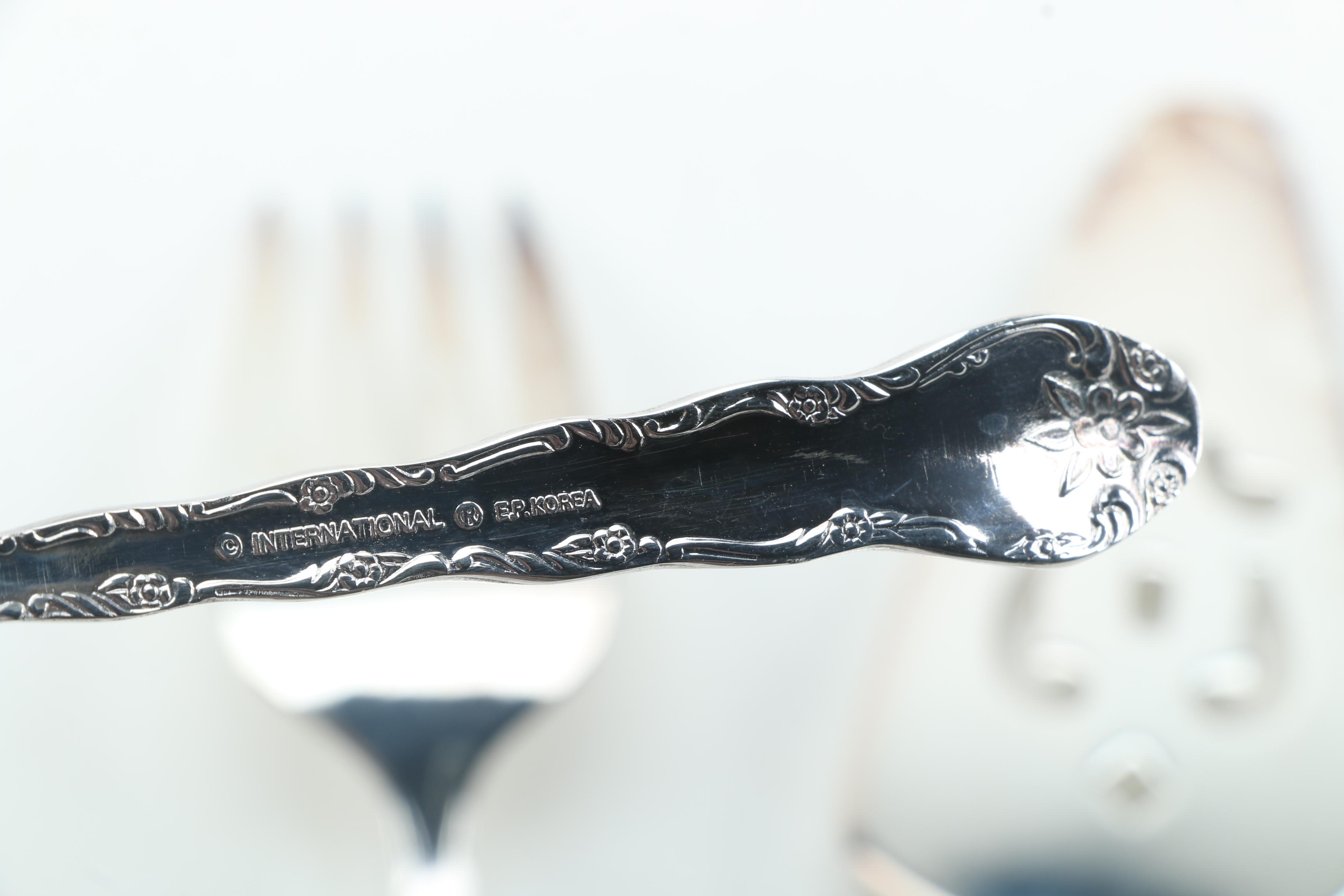 International Silver Co. Floral Pattern Silver Plate Flatware Set