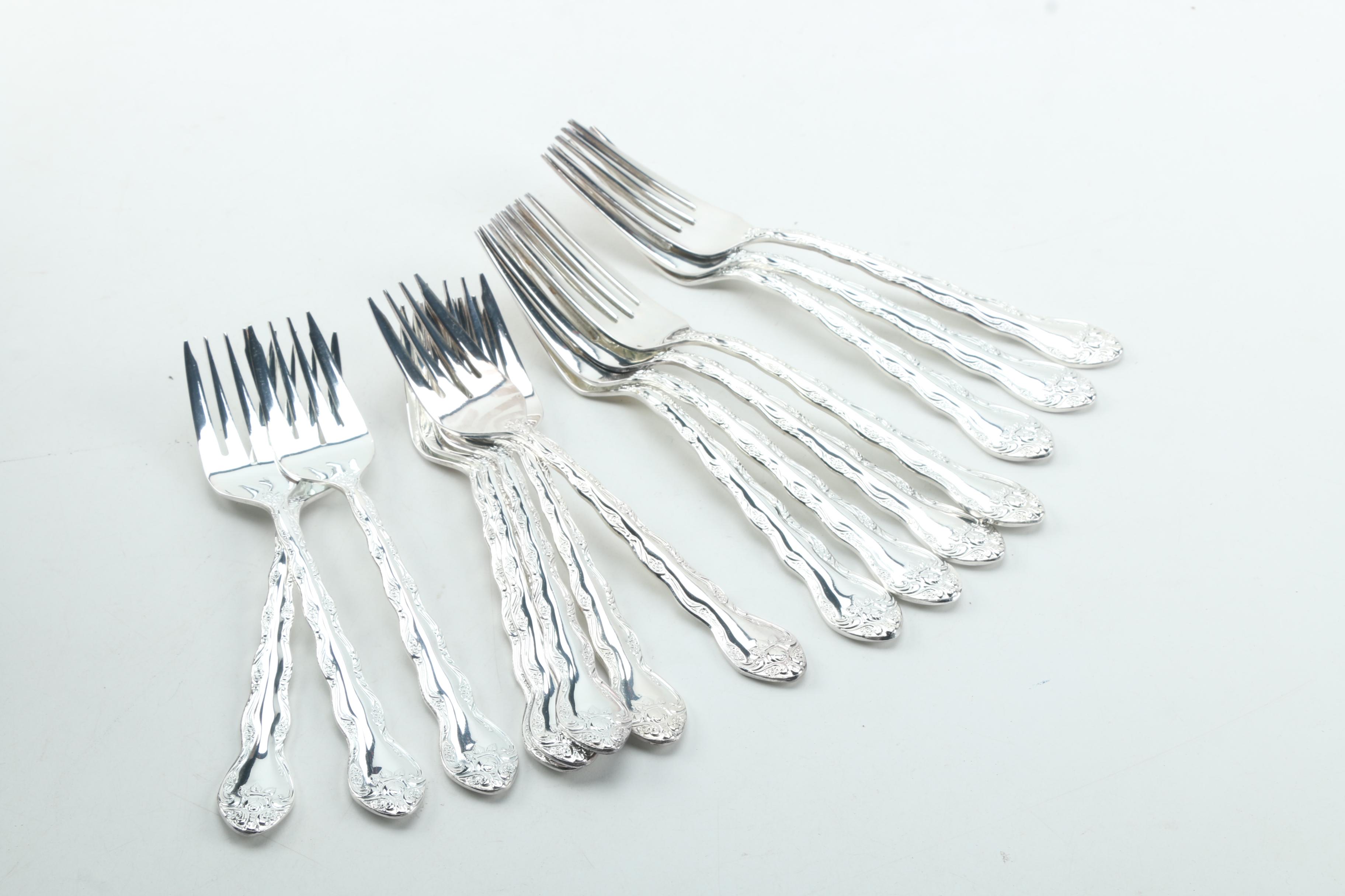 International Silver Co. Floral Pattern Silver Plate Flatware Set