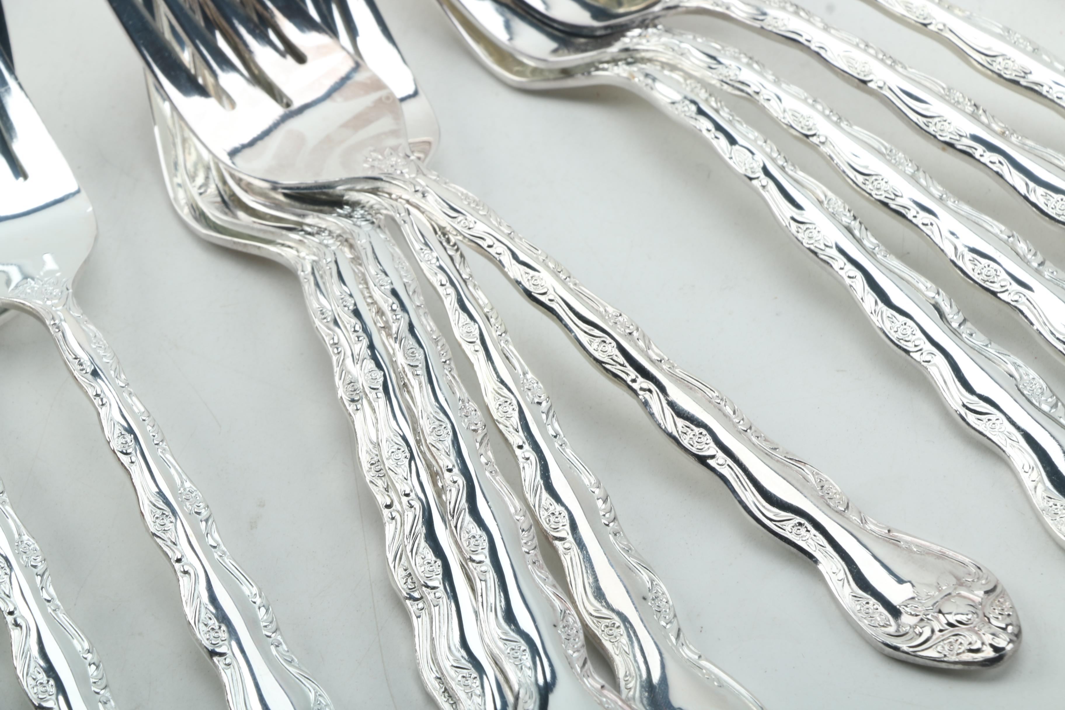 International Silver Co. Floral Pattern Silver Plate Flatware Set